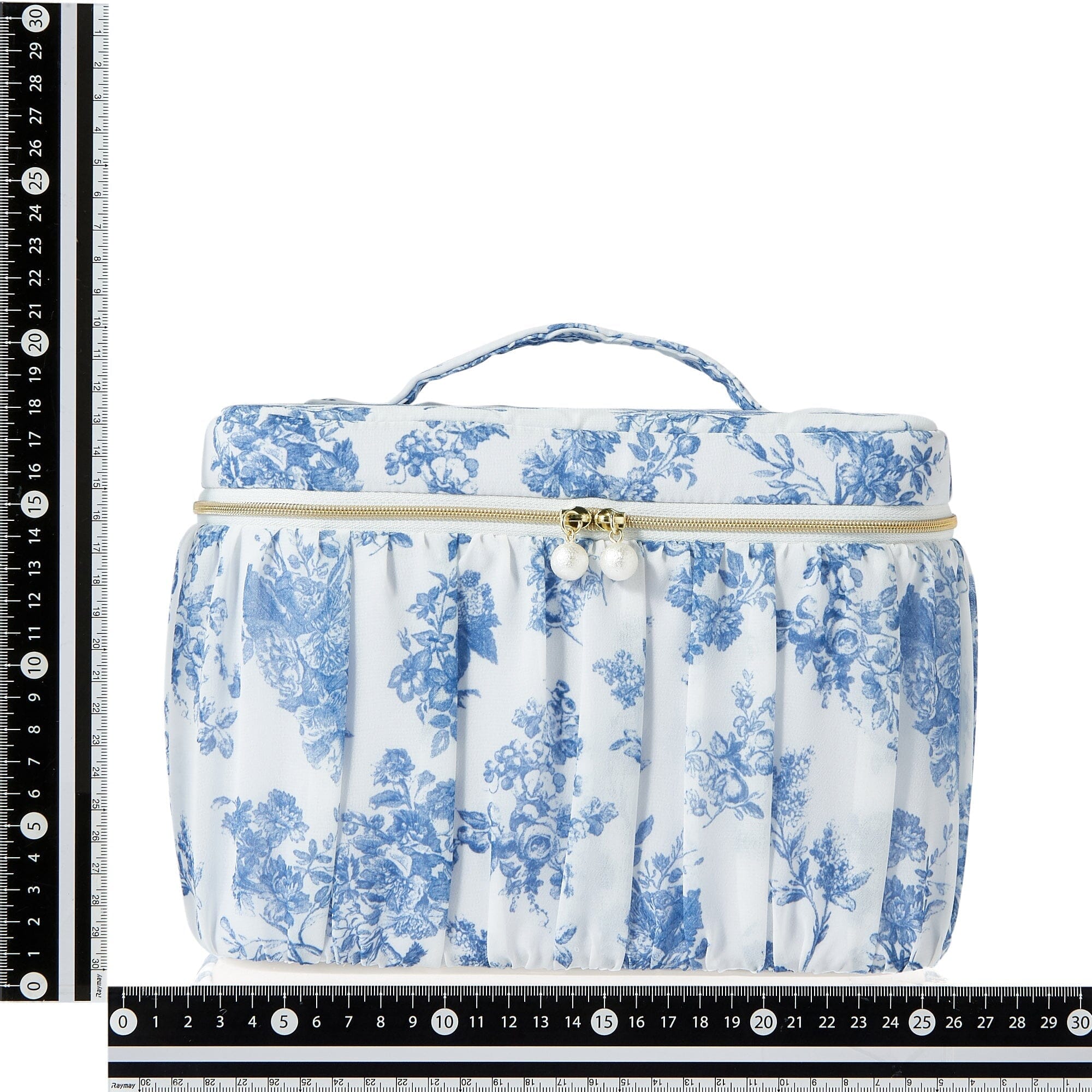 Classic Floral Vanity Pouch - Large Makeup Bag for Women, Navy Blue Cosmetic Organizer - Perfect for Travel, Gym & Everyday Essentials Storage