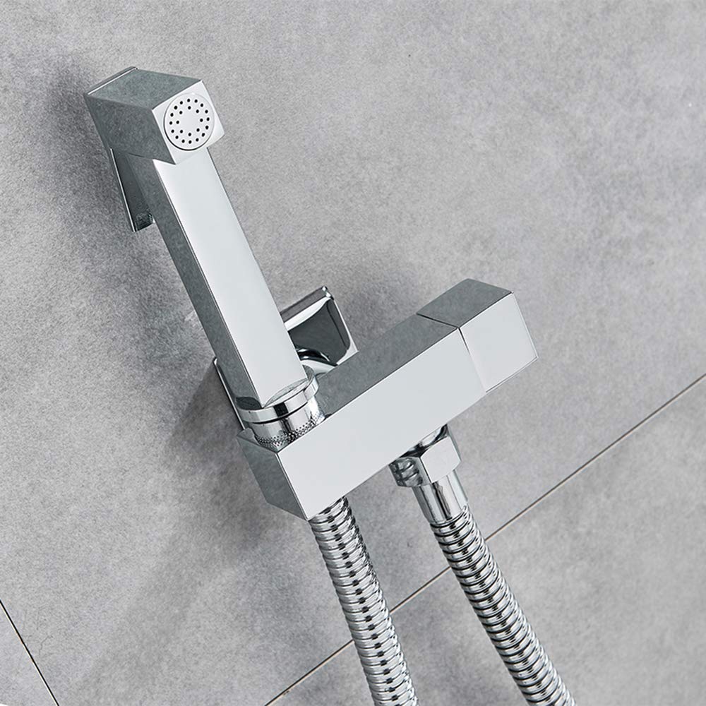 Wall Mounted Brass Bidet Sprayer Kit with Cold Water - Single Handle Pressure Sprayer for Personal Hygiene - Perfect for Bathroom, Toilet & Handheld Cleaning