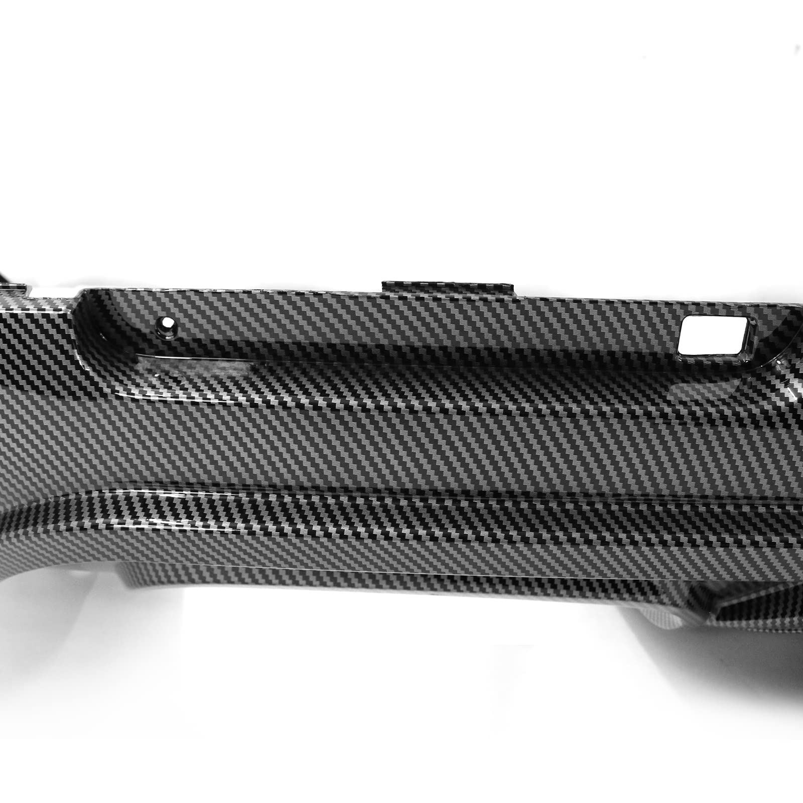 IKON MOTORSPORTS V3 Style Rear Diffuser for 2015-2023 Dodge Challenger - Carbon Fiber Print PP Bumper Lip Spoiler with Shark Fins | Aggressive Styling Upgrade for Street Racing & Car Shows
