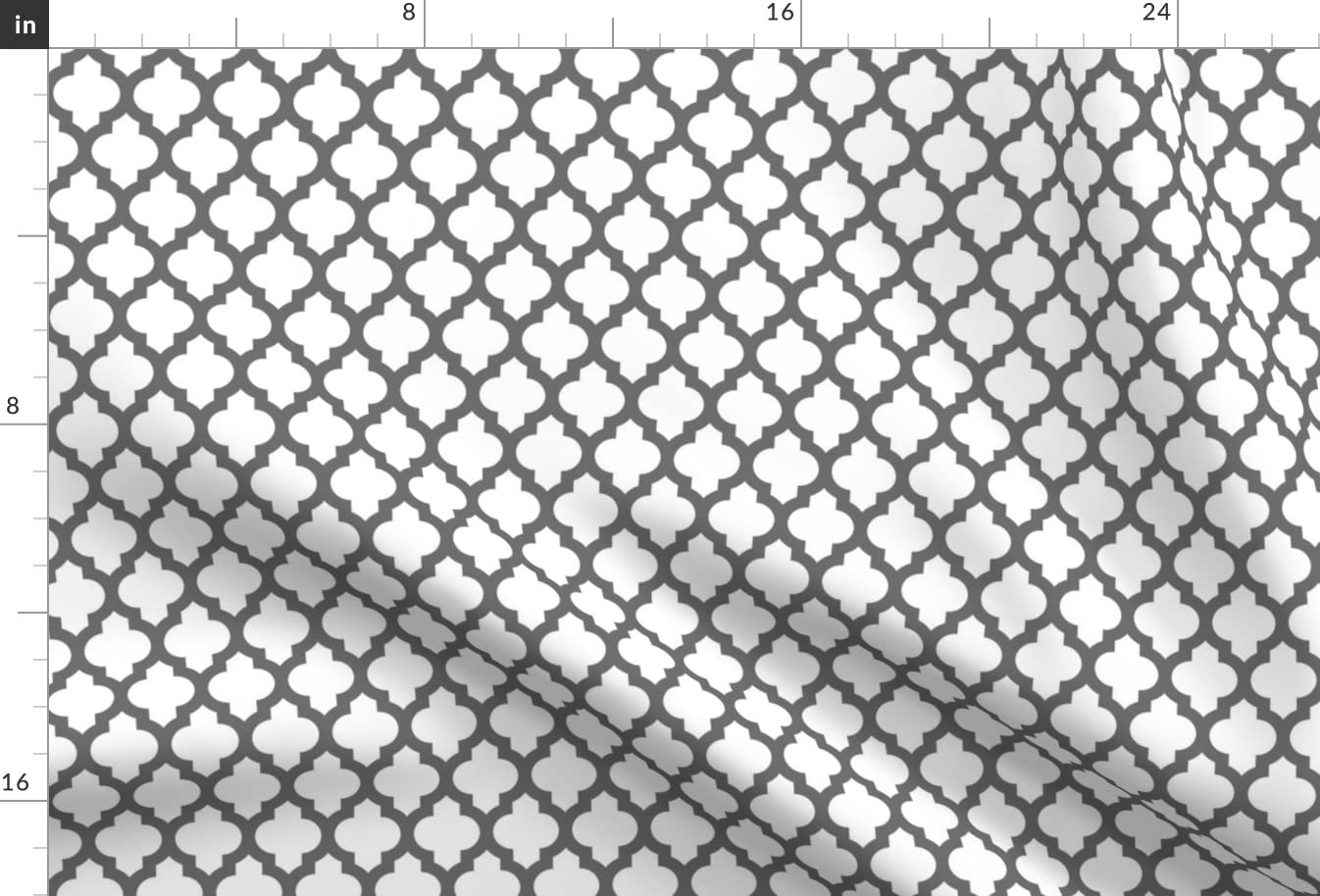 Premium Moroccan Quatrefoil Lattice Gray White Printed Minky Fabric Fat Quarter - Soft Baby Blanket Material, Quilt Backing & Plush Toy Fabric for DIY Sewing Projects - Perfect for Nursery Decor, Crafting & Gift Making