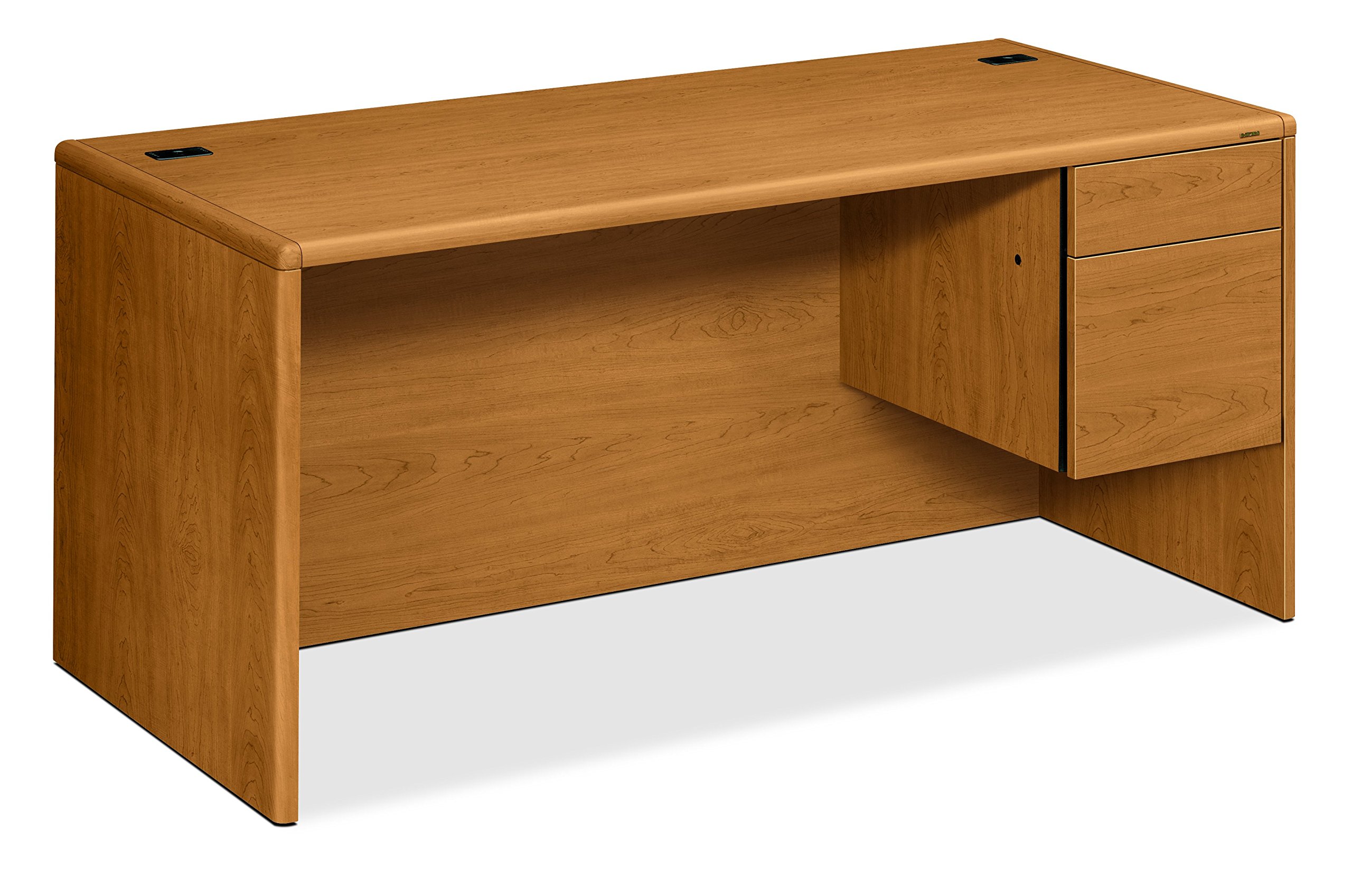 HON 10700 Right Desk 66 Inch Harvest - Modern L-Shaped Office Desk for Home & Workspace, Ergonomic Design with Ample Storage Space, Perfect for Small Offices, Study Rooms & Remote Workstations