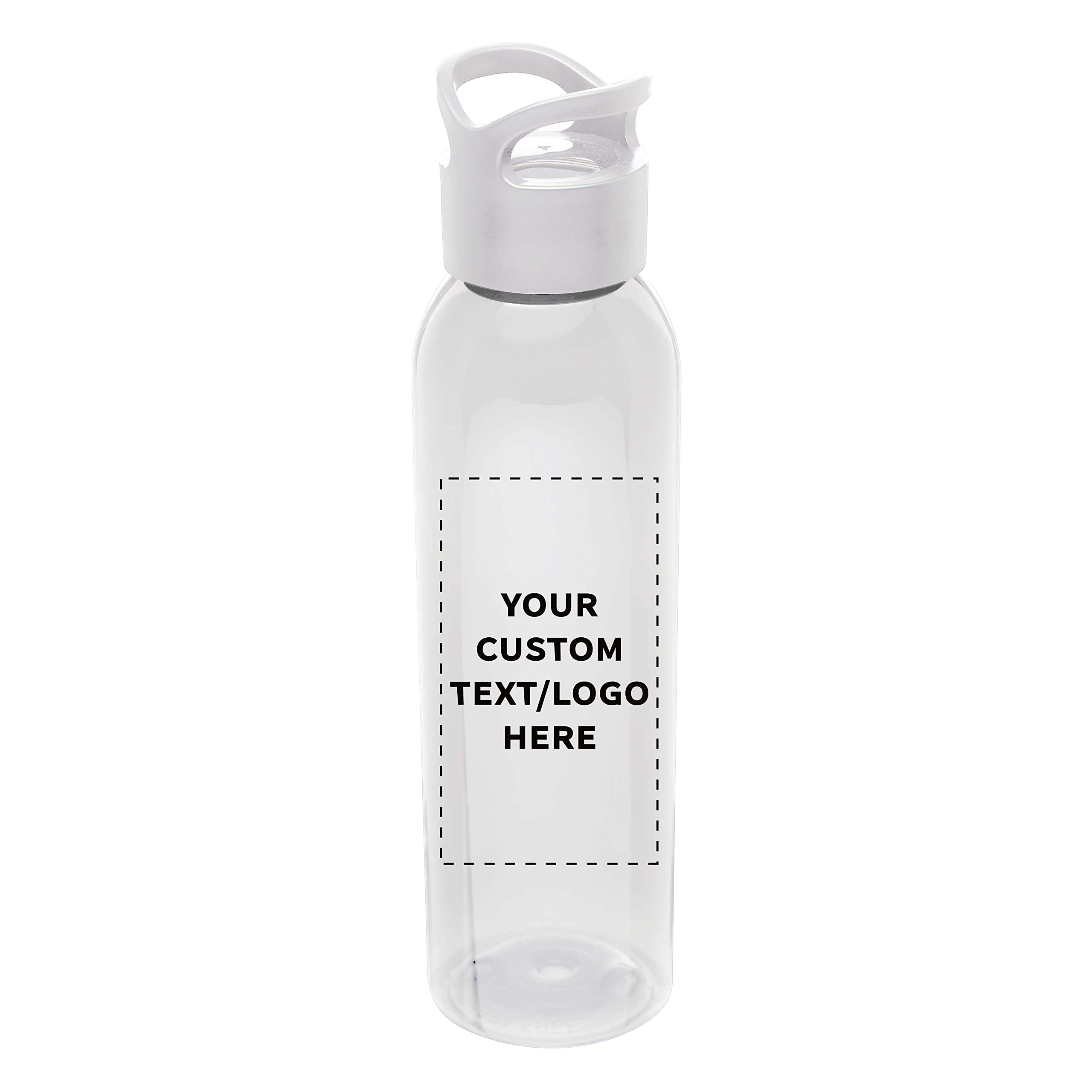 Custom 22oz Tritan Plastic Water Bottles - Personalized with Text/Logo - 50 Pack Bulk Reusable Sports Bottles for Gym, Office & Outdoor Activities - BPA-Free White Water Bottles Wholesale