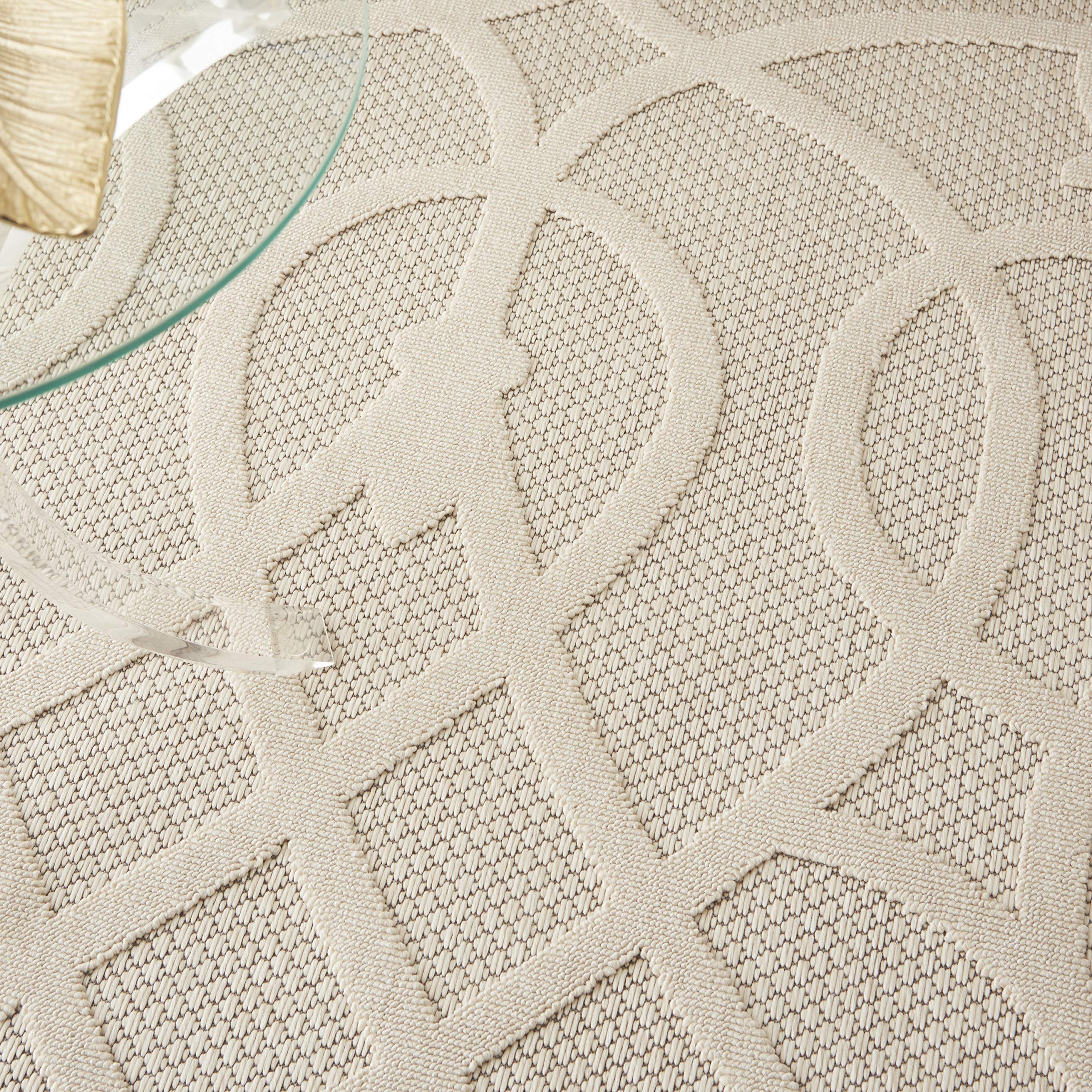 Nourison Palamos 4' x 6' Indoor/Outdoor Area Rug in Cream - Easy to Clean, Non-Shedding for Bedroom, Living Room, Dining Room - Perfect for Backyard, Deck & Patio Use