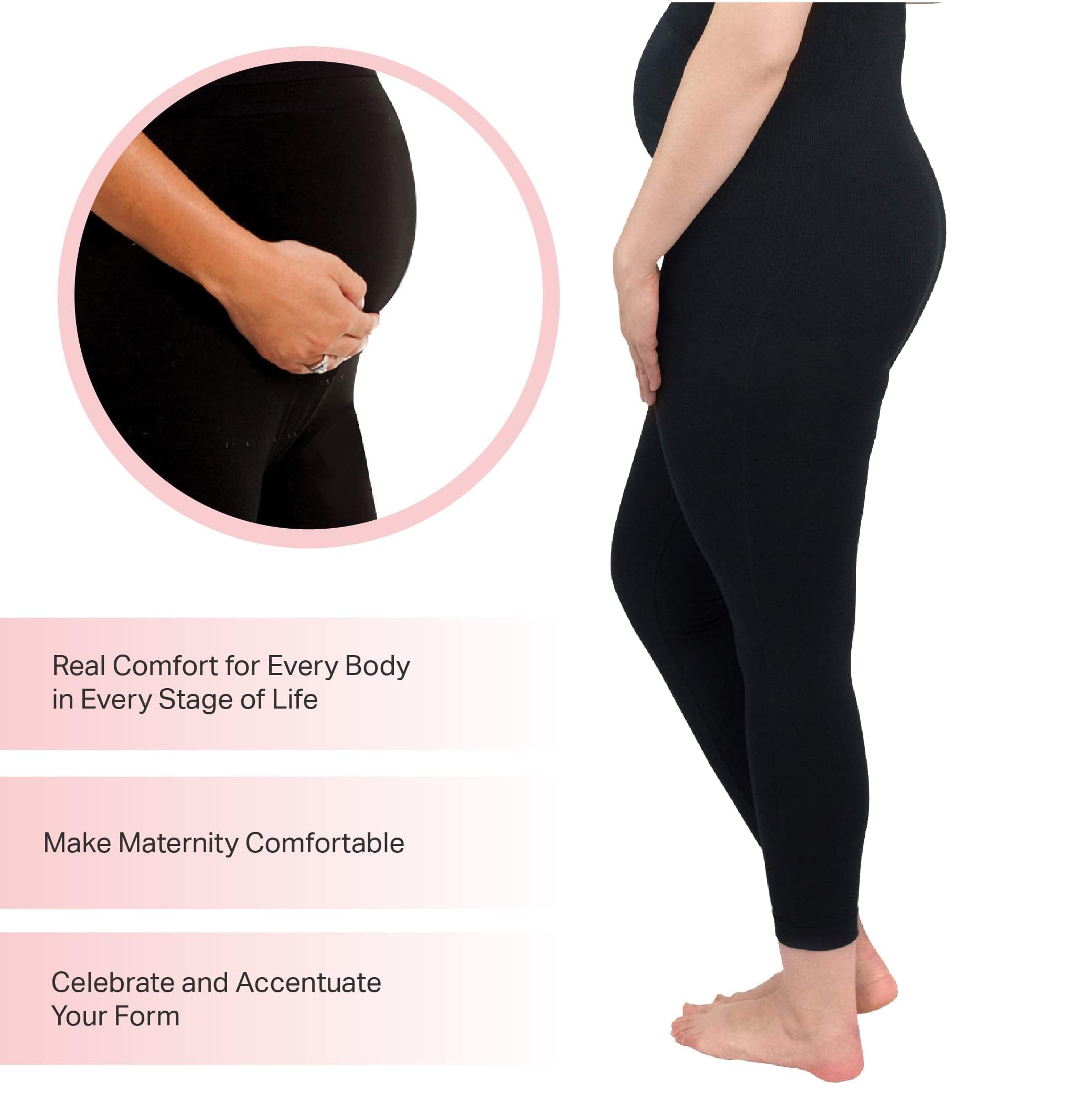 Leading Lady Seamless Black Maternity Leggings - Extra Support & Comfort for Pregnancy - Perfect for Yoga, Workouts & Everyday Wear