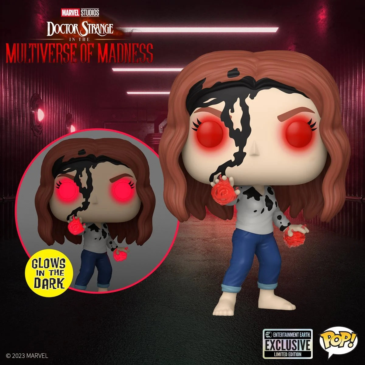 Doctor Strange in the Multiverse of Madness Wanda (Earth 838) Glow in the Dark Funko Pop! Vinyl Figure #1216 - Exclusive Collectible for Marvel Fans, Movie Night Decor & Gift Idea