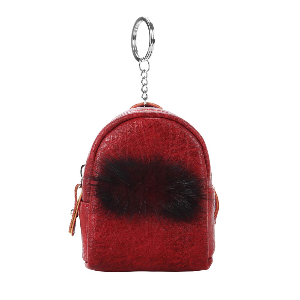 AMAZYJ Premium PU Leather Backpack Coin Purse with Fluffy 3D Design - Cute Wallet for Women & Girls - Perfect Back to School Gift, Birthday Present, Travel Accessory & Everyday Use