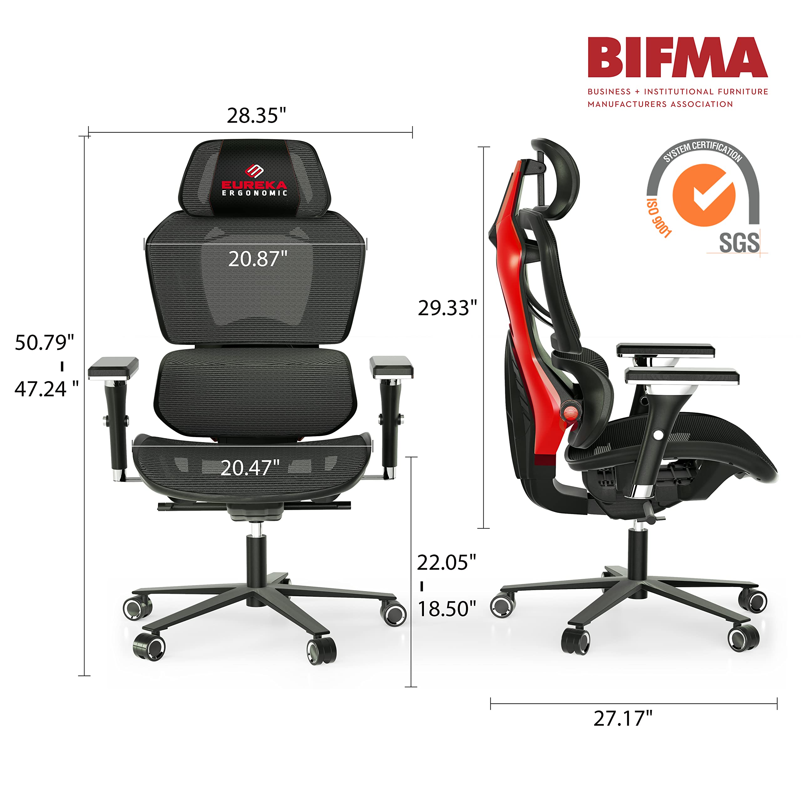 EUREKA ERGONOMIC Typhon Gaming Chair - Ergonomic Office Chair with Lumbar Support & 4D Adjustable Armrests, Breathable Mesh High Back Computer Chair with Seat Depth Adjustment (Black/Red) - Perfect for Gaming, Home Office & Long Work Sessions