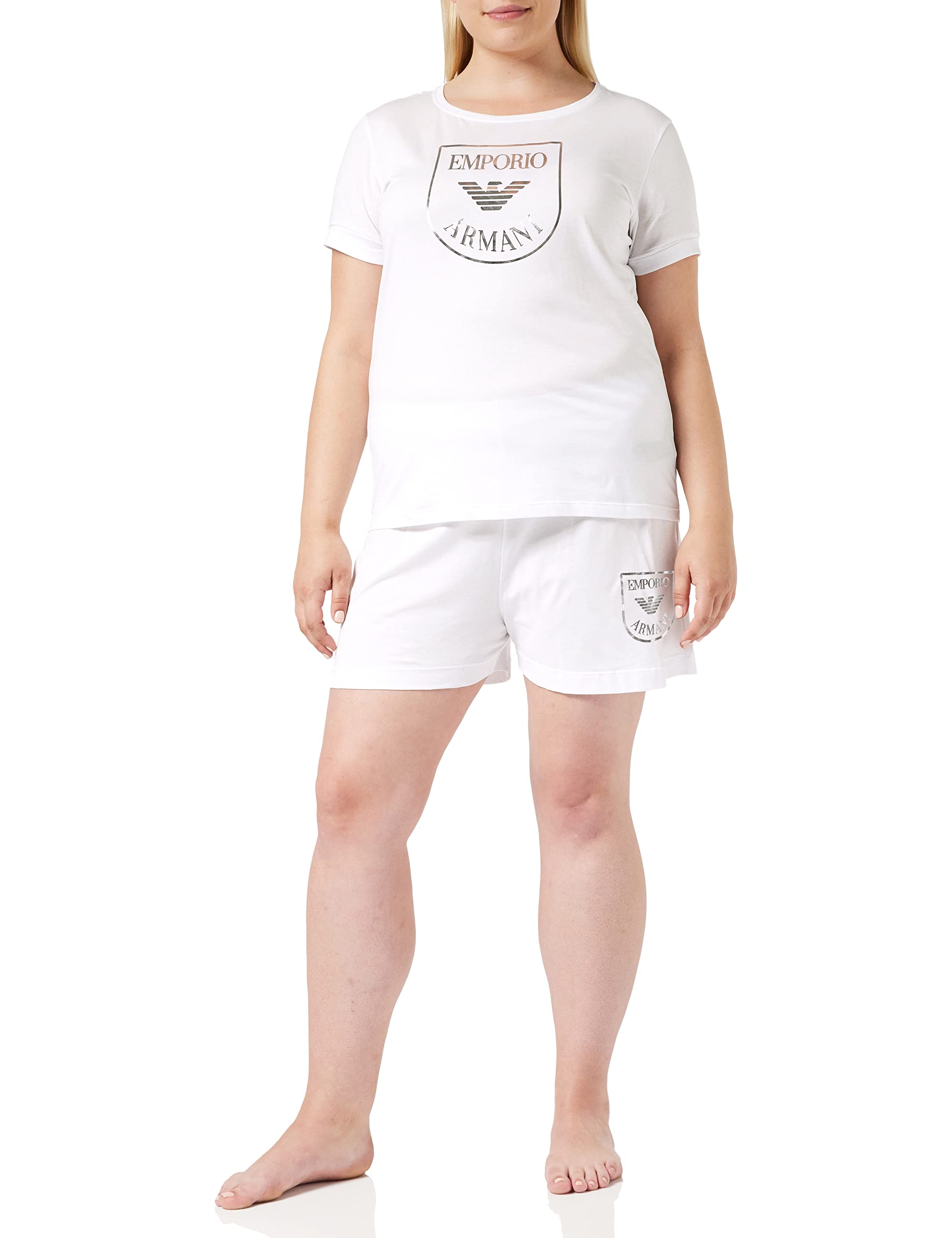Emporio Armani Women's Logo Mania Pajama Set - Soft Cotton Sleepwear for Women - Perfect for Lounge, Sleep & Travel