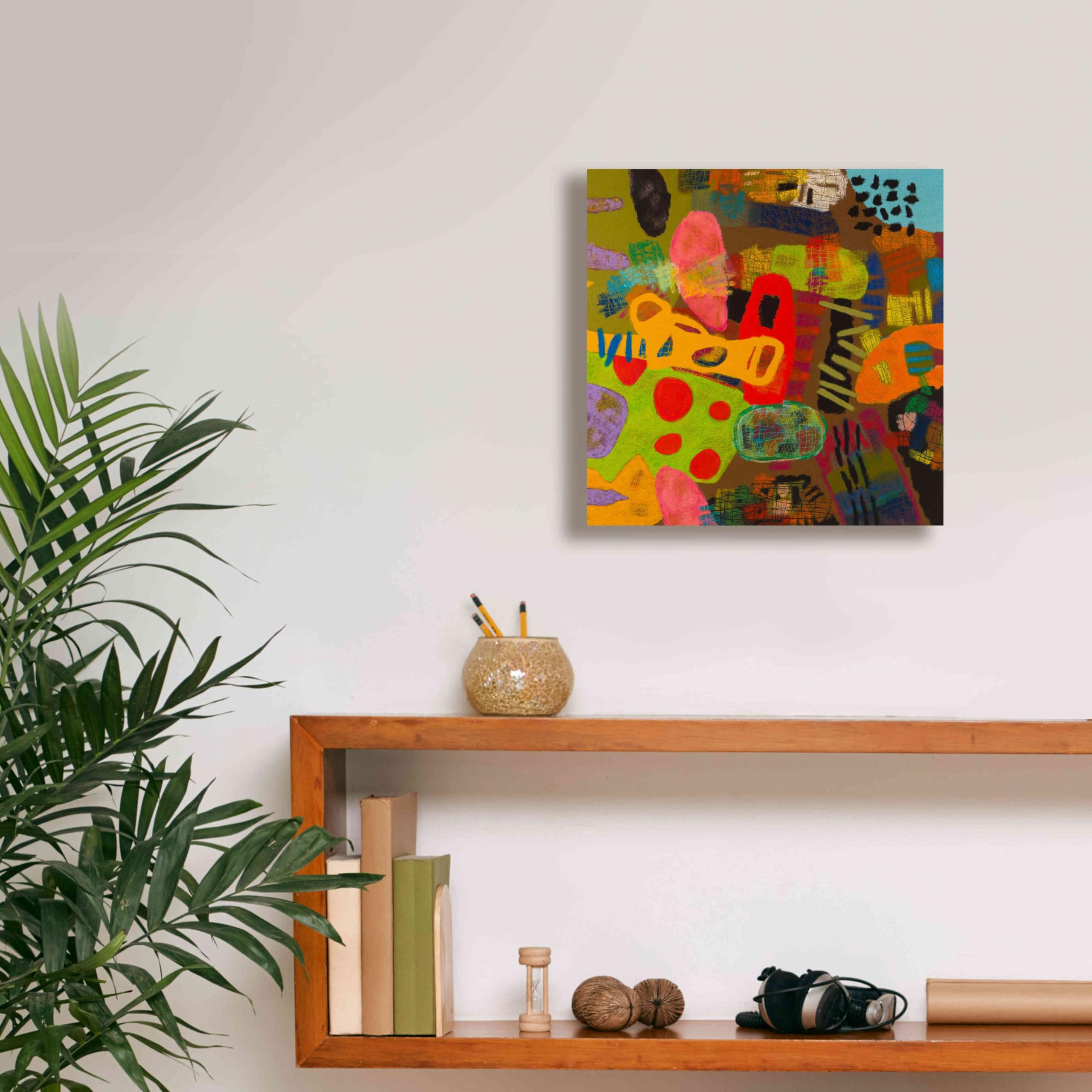 Epic Graffiti 'Conversations in the Abstract 19' by Artist Downs - Premium Giclee Canvas Wall Art Print 12x12 Inches - Modern Abstract Painting for Living Room, Bedroom & Office Decor