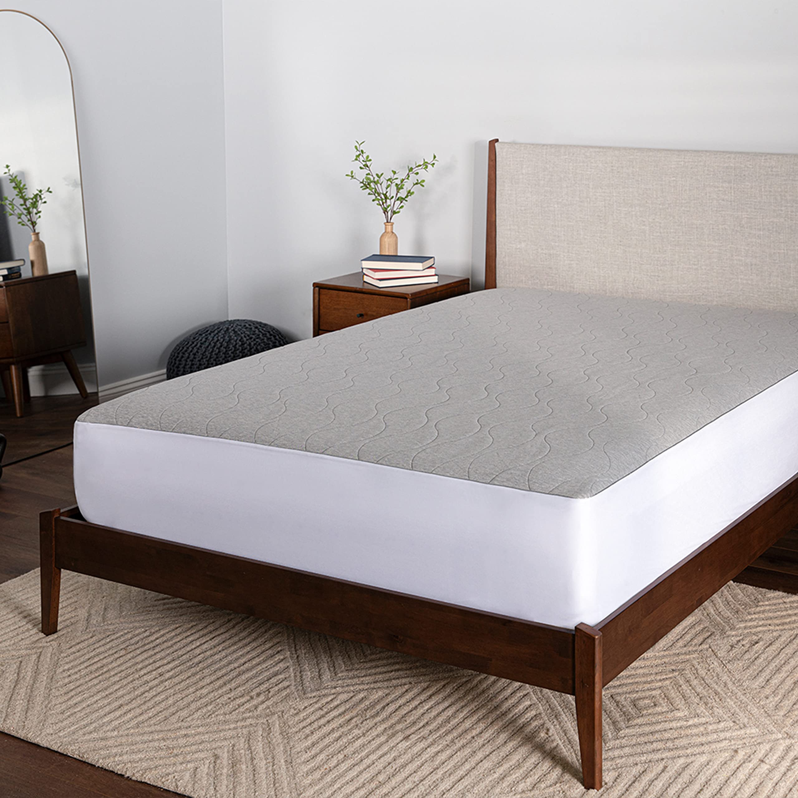 Bedgear Air-X Performance Mattress Protector - Full Size Cooling Waterproof Mattress Cover with Air-X Technology - Breathable Grey Wave Design - Machine Washable for Hot Sleepers & Allergy Relief - Perfect for Bedrooms, Guest Rooms & Dormitories