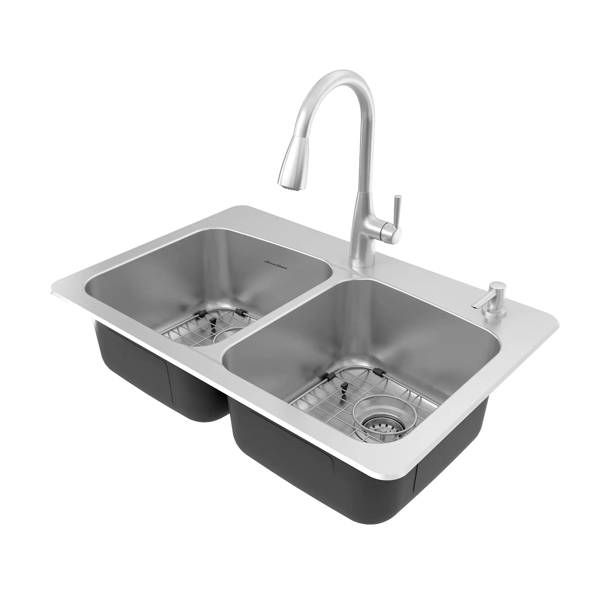 Fairbury® 2S Pull Down Kitchen Faucet with 33 Inch Stainless Steel Double Bowl Sink Combo - Perfect for Modern Farmhouse & Contemporary Kitchen Renovations