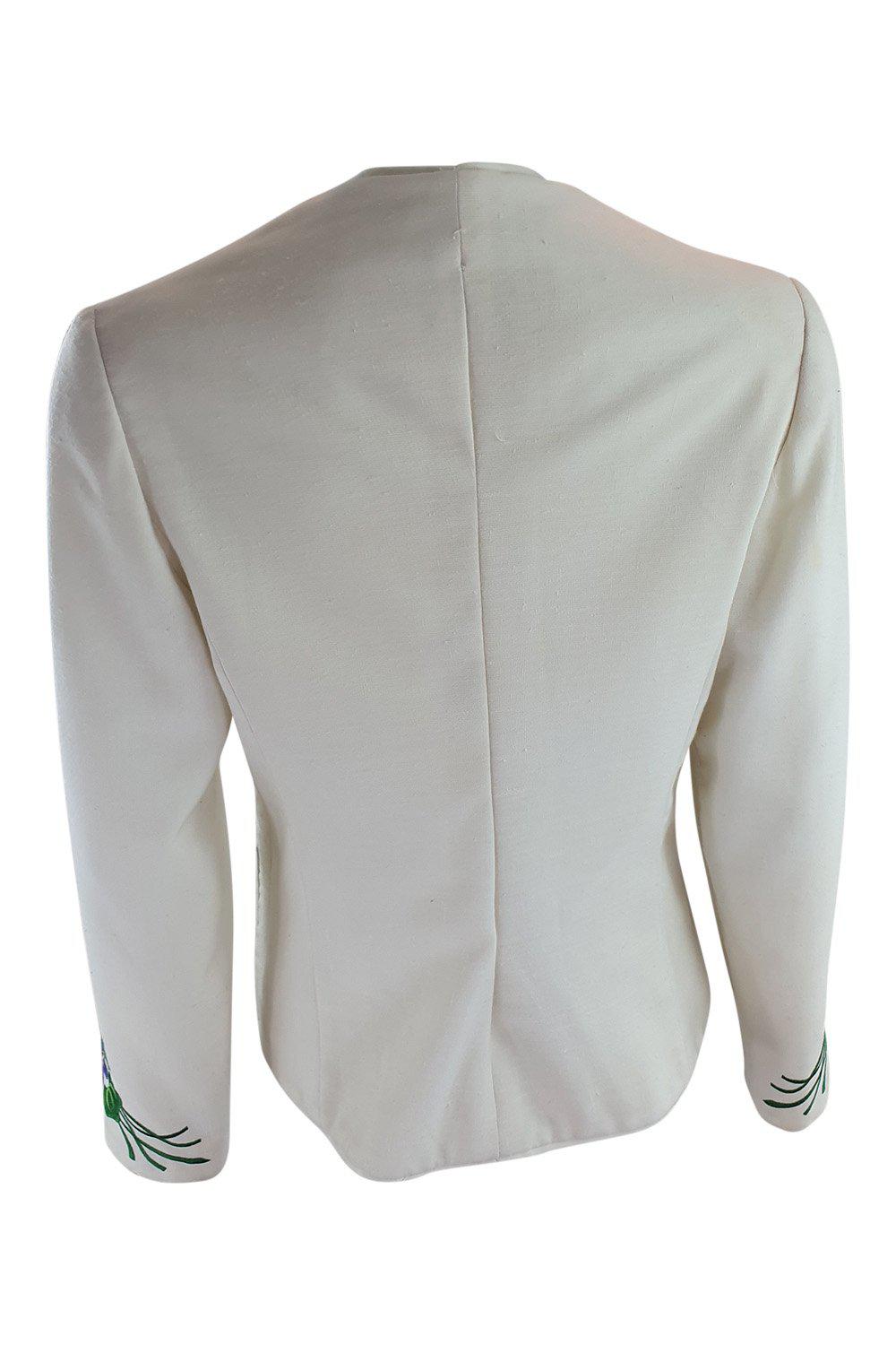 CAROLINE CHARLES Linen Floral Embroidered Patch Pocket Jacket for Women - Size M | Lightweight Summer Blazer | Perfect for Office Wear, Casual Outings & Spring Weddings