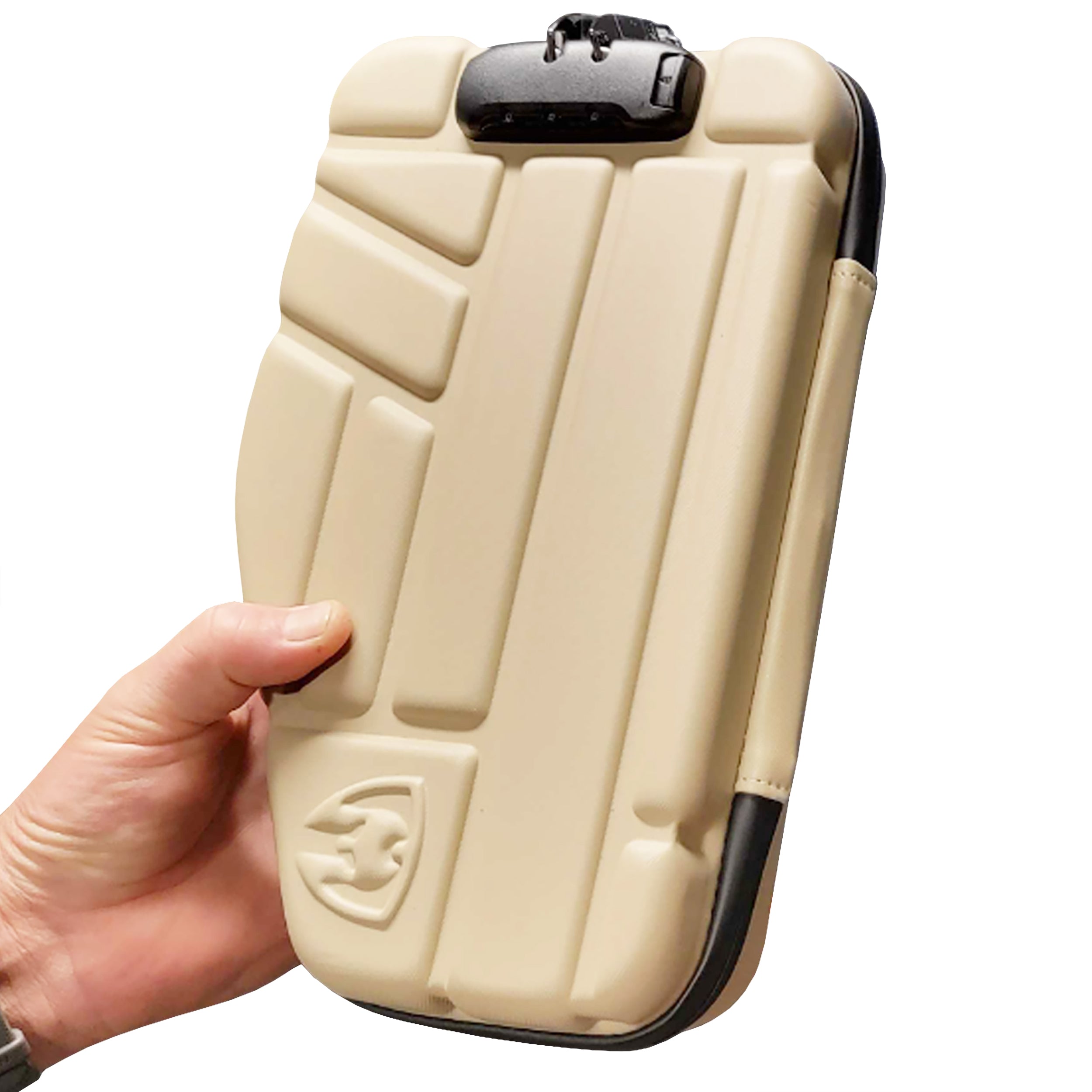 CASEMATIX Locking Pistol Case for Small to Large 9mm Handguns - Secure Gun Storage with Extra Magazine Space & Locking Zippers (Tan) - Perfect for Range, Travel & Home Security