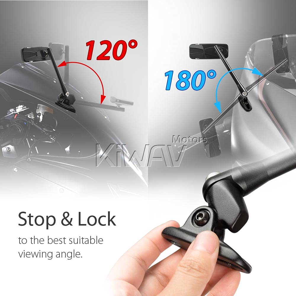 KiWAV Black Motorcycle Mirrors - Fairing Mount with Adapter Compatible for Ducati Panigale 899 959 1199 1299 - Sleek Design for Enhanced Visibility & Safety on Road Trips
