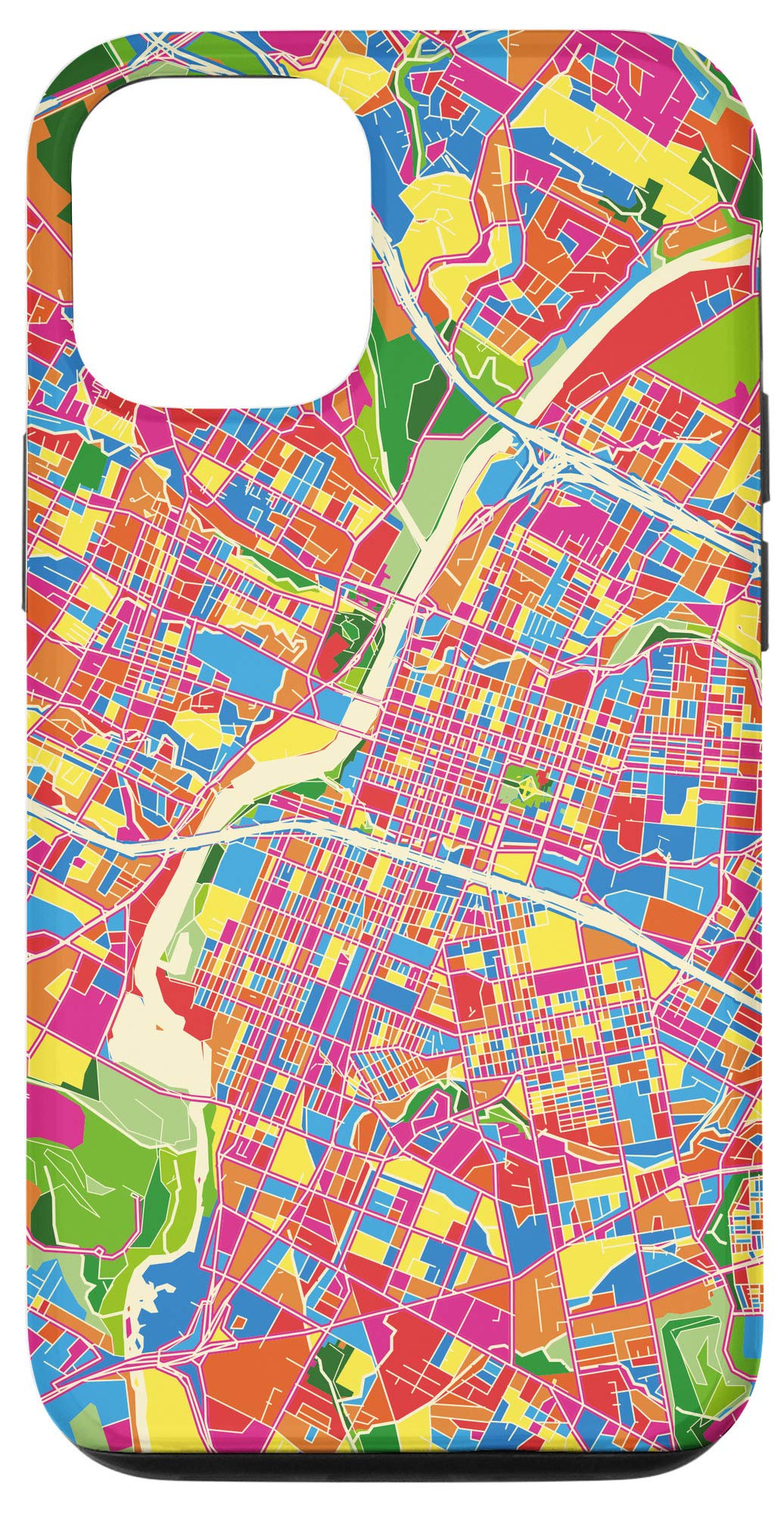 Vintage Austin Texas City Map iPhone 12/12 Pro Case - Colorful Protective Phone Cover for Travel Enthusiasts & Texas Lovers | Perfect for Everyday Use, Travel Souvenirs & Gift Giving