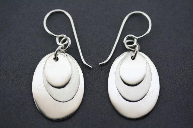 3-Pack Sterling Silver Oval Overlap Earrings for Women - Elegant Everyday & Party Jewelry Gift