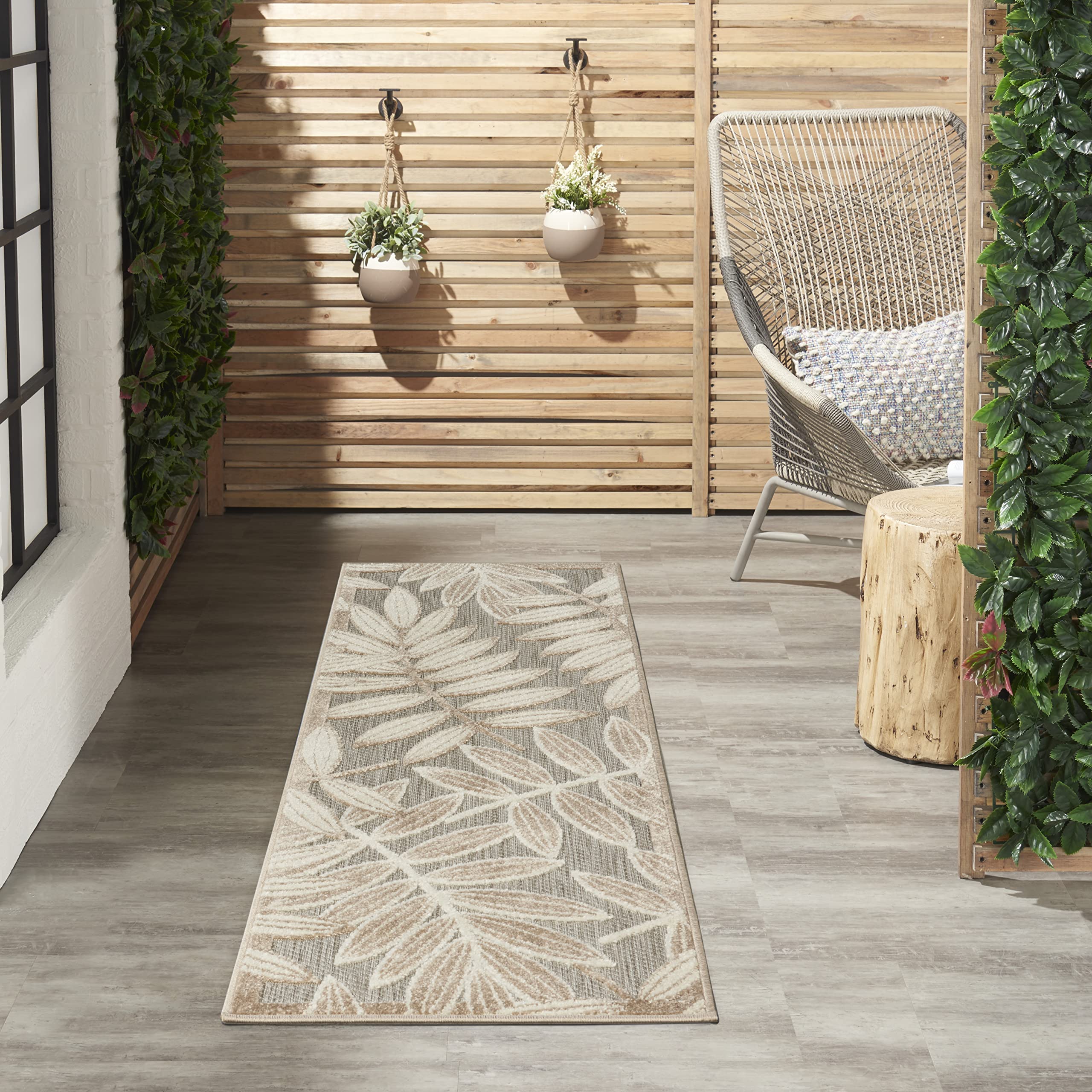 Nourison Aloha 2' x 6' Indoor/Outdoor Area Rug - Natural Fiber, Easy to Clean, Non-Shedding for Living Room, Bedroom, Dining Room, Deck, Patio & Backyard | Perfect for High-Traffic Areas & Outdoor Entertaining