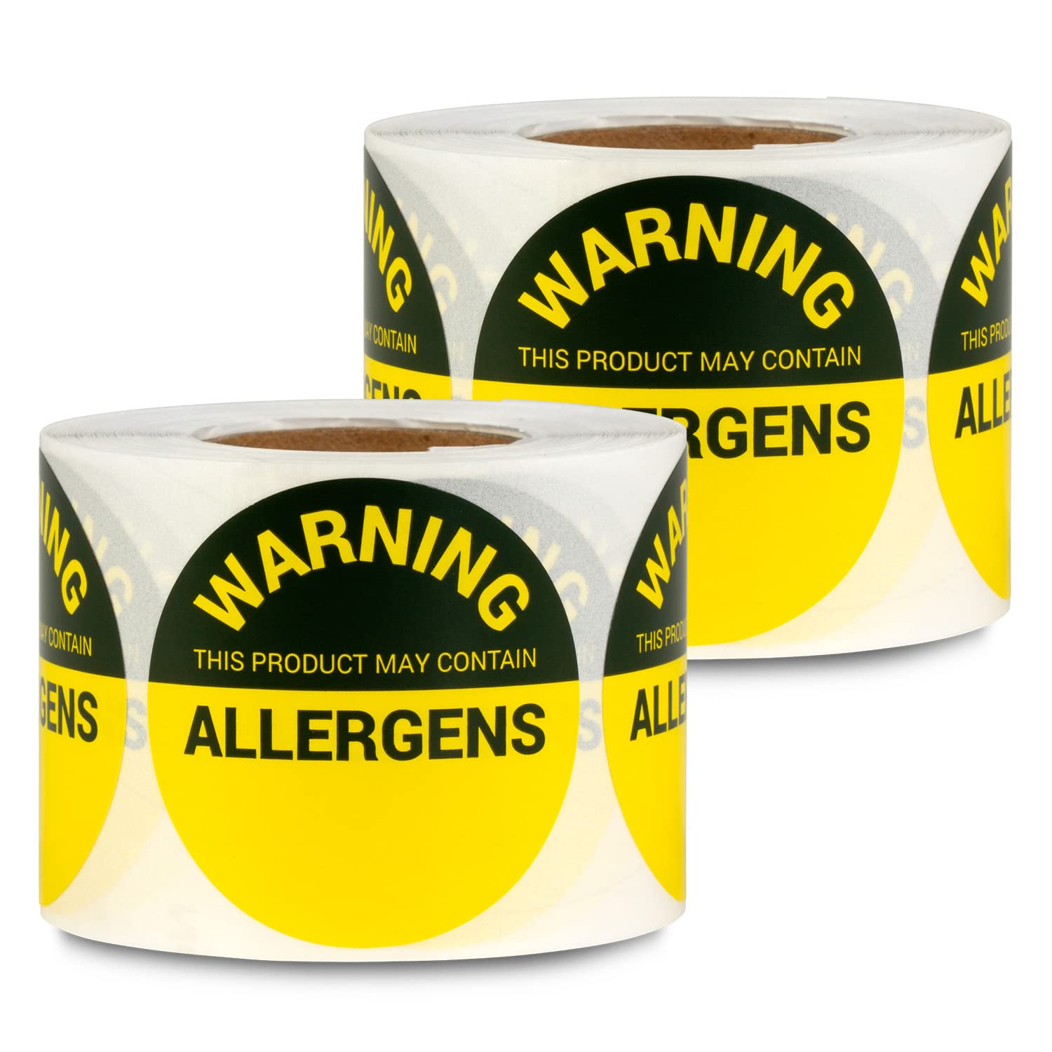 600 Customizable Allergy Warning Stickers (1.5 Inch Circle Dot) - 2 Rolls Write-in Allergen Labels for Food Safety | Allergen Alert Food Advisory, Food Packaging, Delis, Restaurants & Home Kitchens