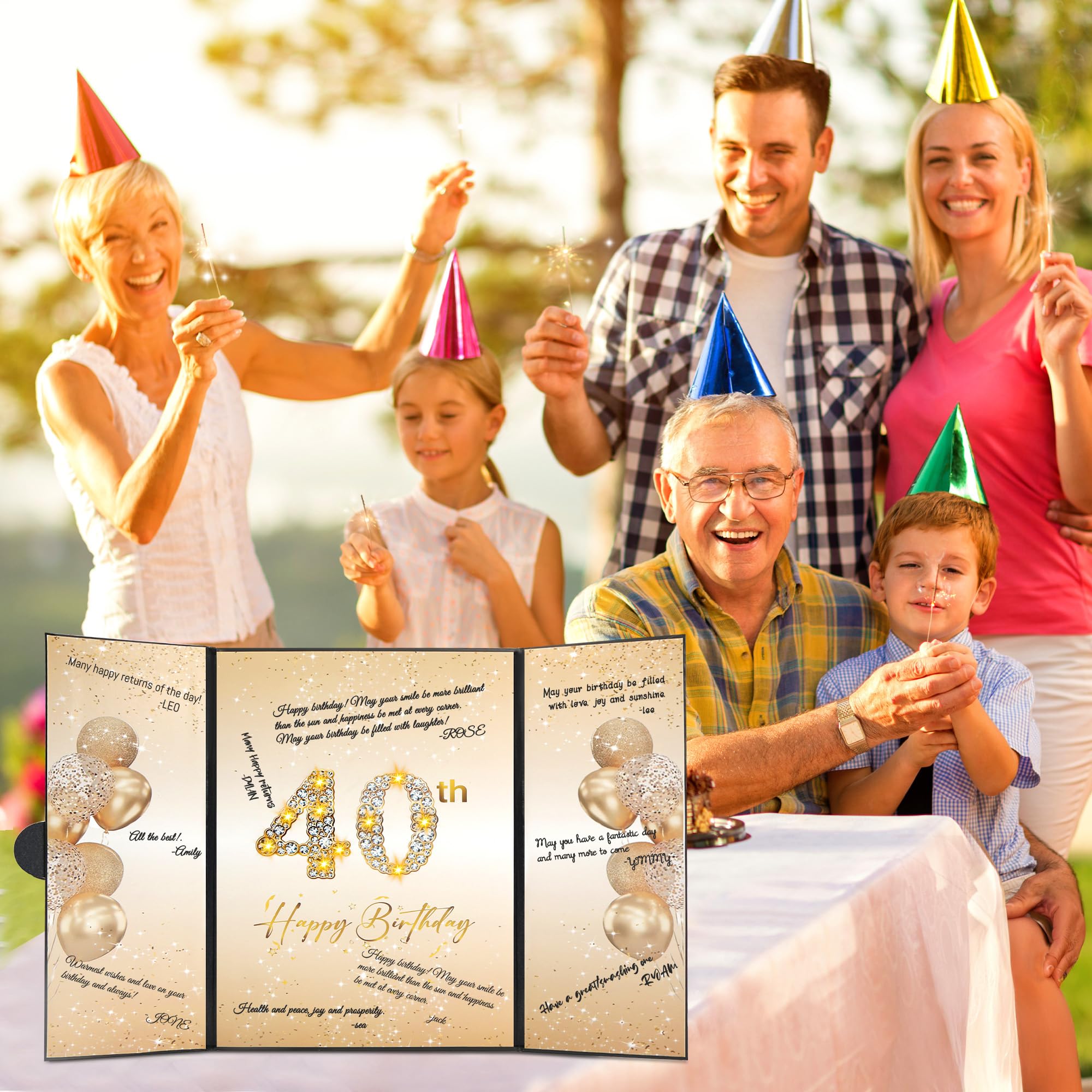 Farochy 40th Birthday Guest Book - Black & Gold Signature Book for 40th Birthday Party Decorations | Perfect for Milestone Celebrations, Anniversary Events & Birthday Party Sign-In