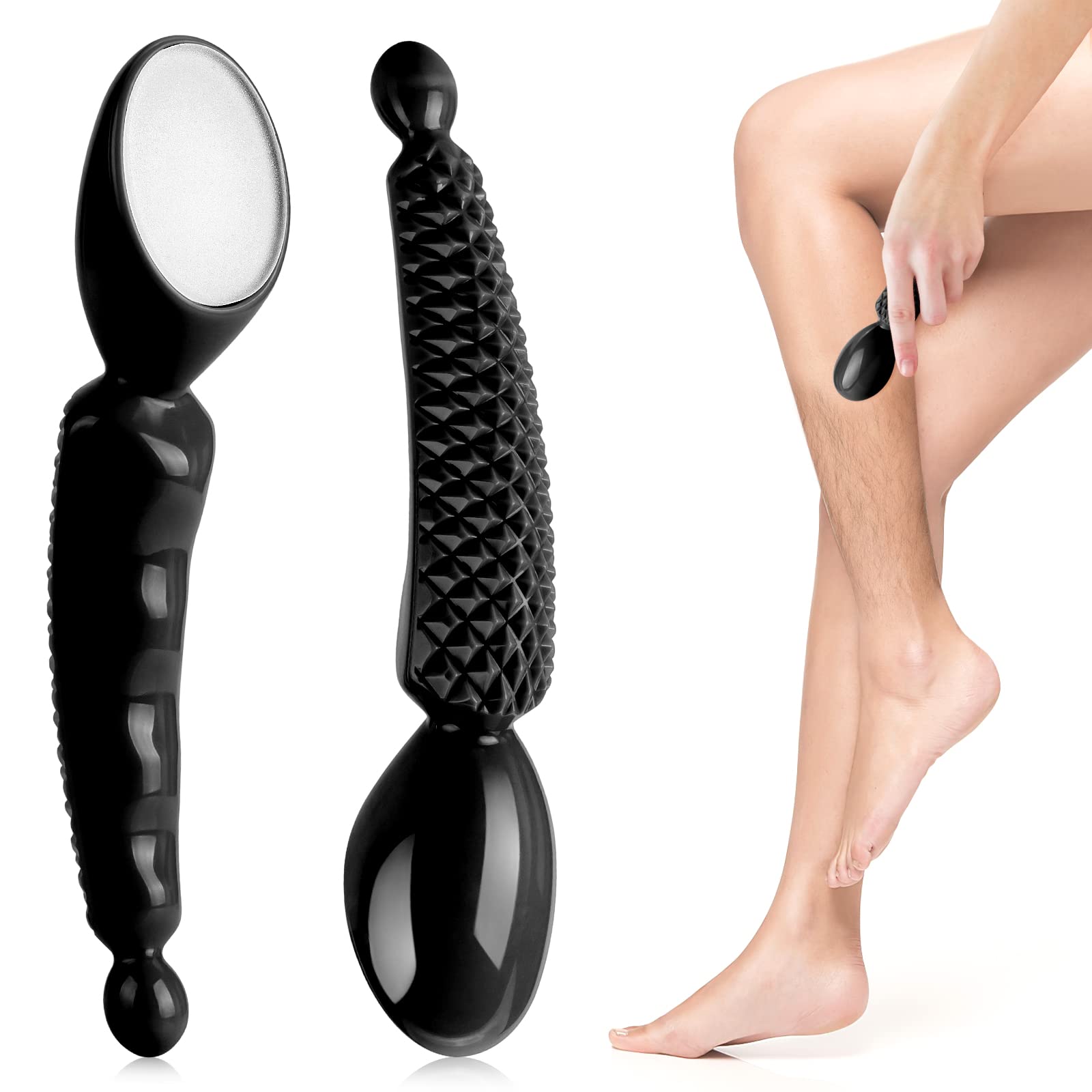 Crystal Hair Remover for Women & Men - Nano Hair Eraser Epilator for Body, Legs, Arms, Back - Easy Grip Design - Black | Painless Hair Removal at Home, Salon & Travel