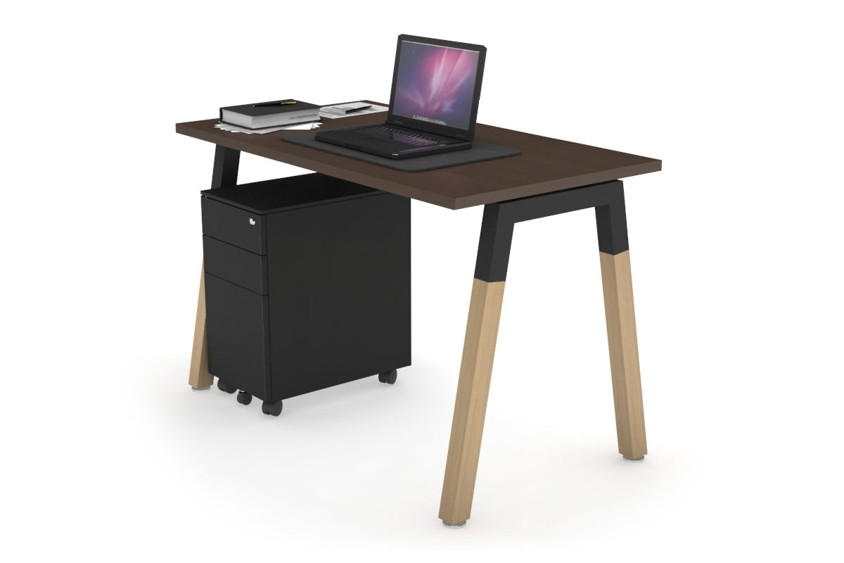Solid Wood Quadro A Legs Office Desk with Cross Beam - 1000L x 600W - Sturdy Workstation for Home Office, Study Room & Modern Workspace