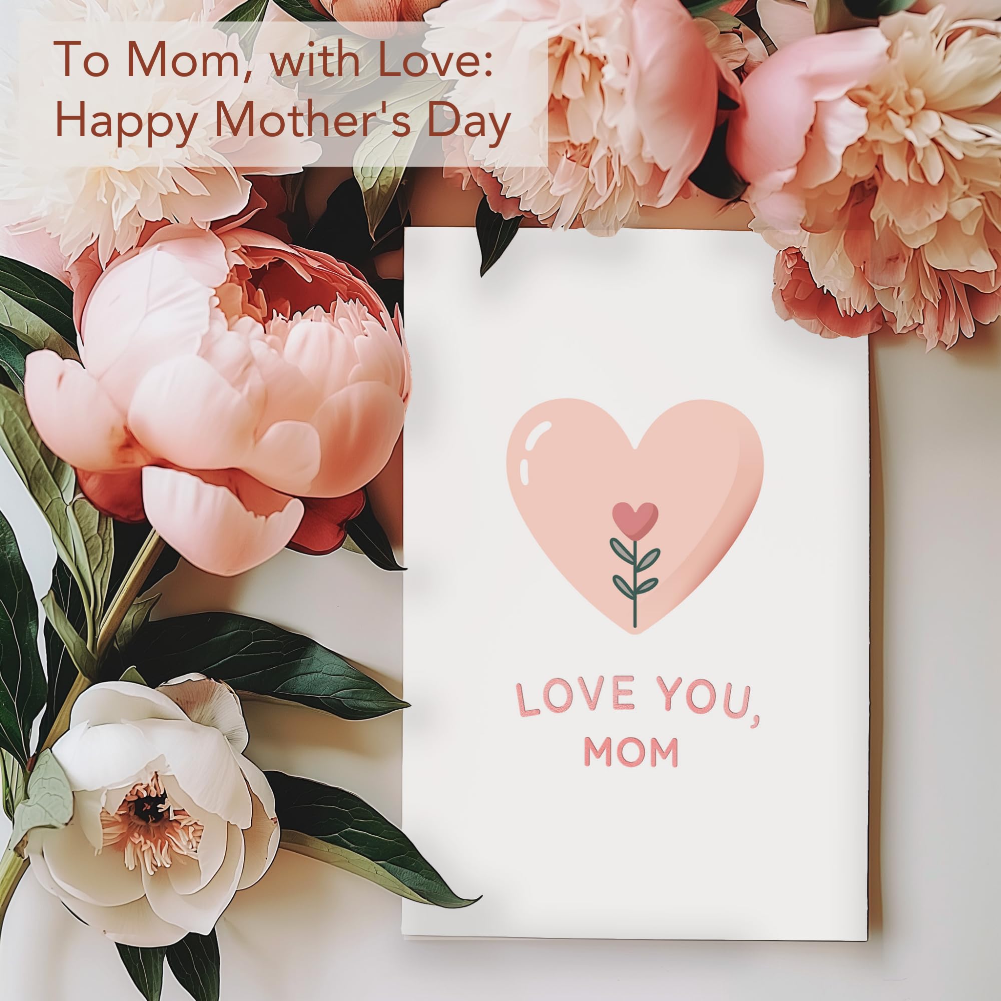 Elegant Rose Gold Mother's Day Card with Envelope - Perfect for Gifting