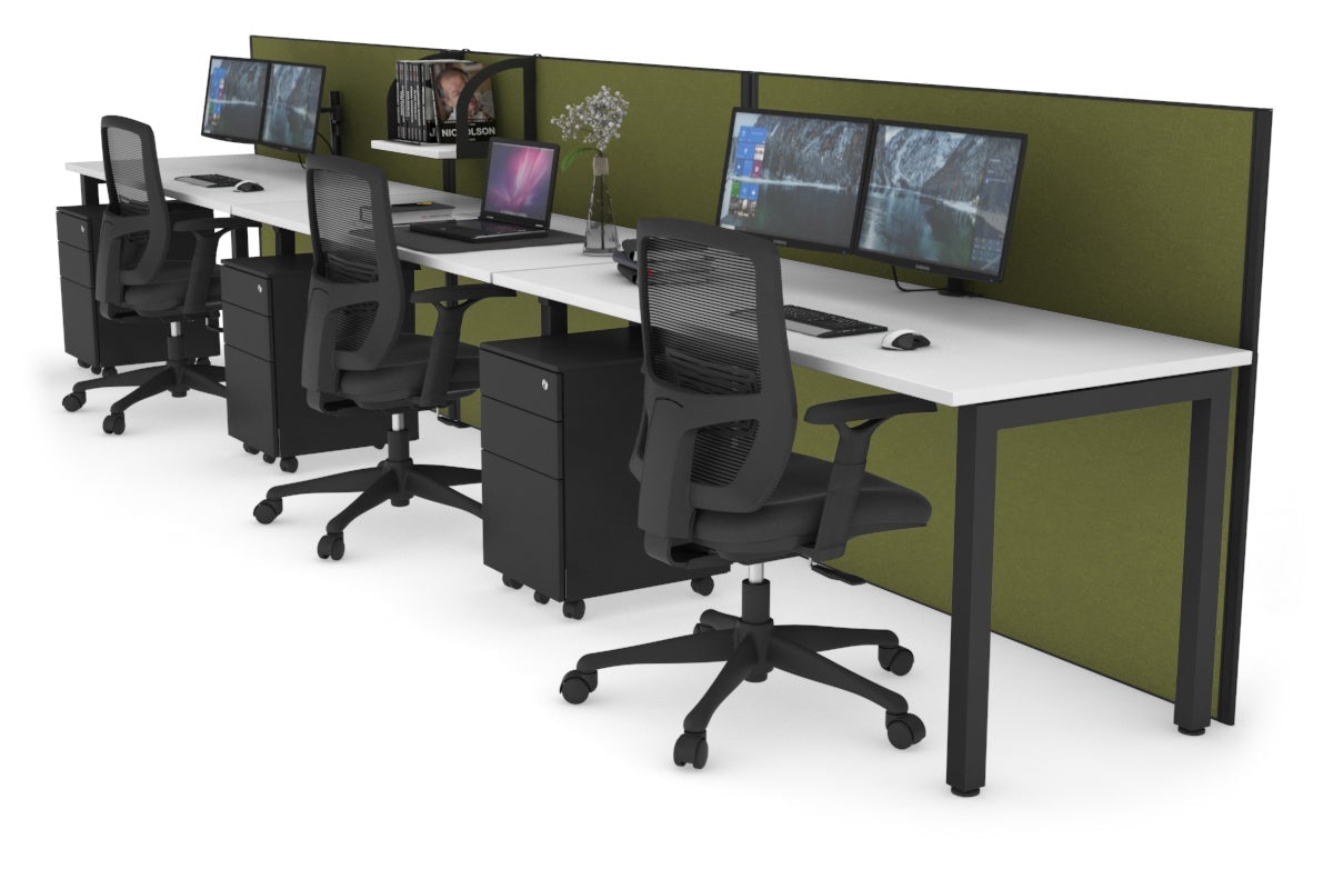 Horizon Quadro 3-Person Office Workstation with Square Legs - 1200L x 700W Dimensions - Perfect for Collaborative Workspaces & Open Office Layouts