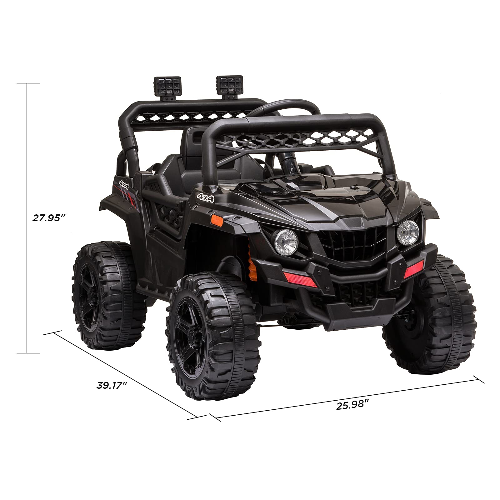 12V Kids Ride On UTV Car - Electric Powered 4-Wheel Toy Vehicle with Parental Remote Control, Spring Suspension & LED Lights - Perfect for Toddlers Outdoor Play & Backyard Adventures (Black)