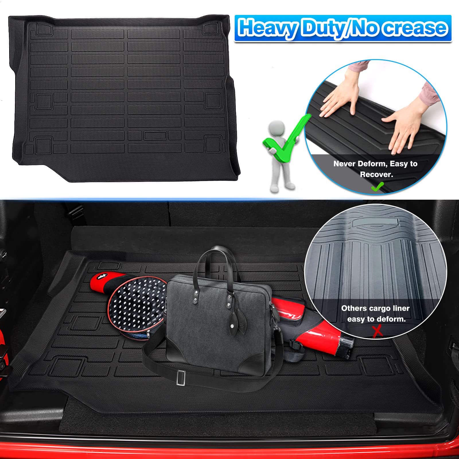 Cartist Heavy Duty TPE All-Weather Cargo Liner for Jeep Wrangler 4XE (2021-2024 Models) - Waterproof Trunk Mat Protector for SUV Accessories | Perfect for Camping, Road Trips & Outdoor Adventures