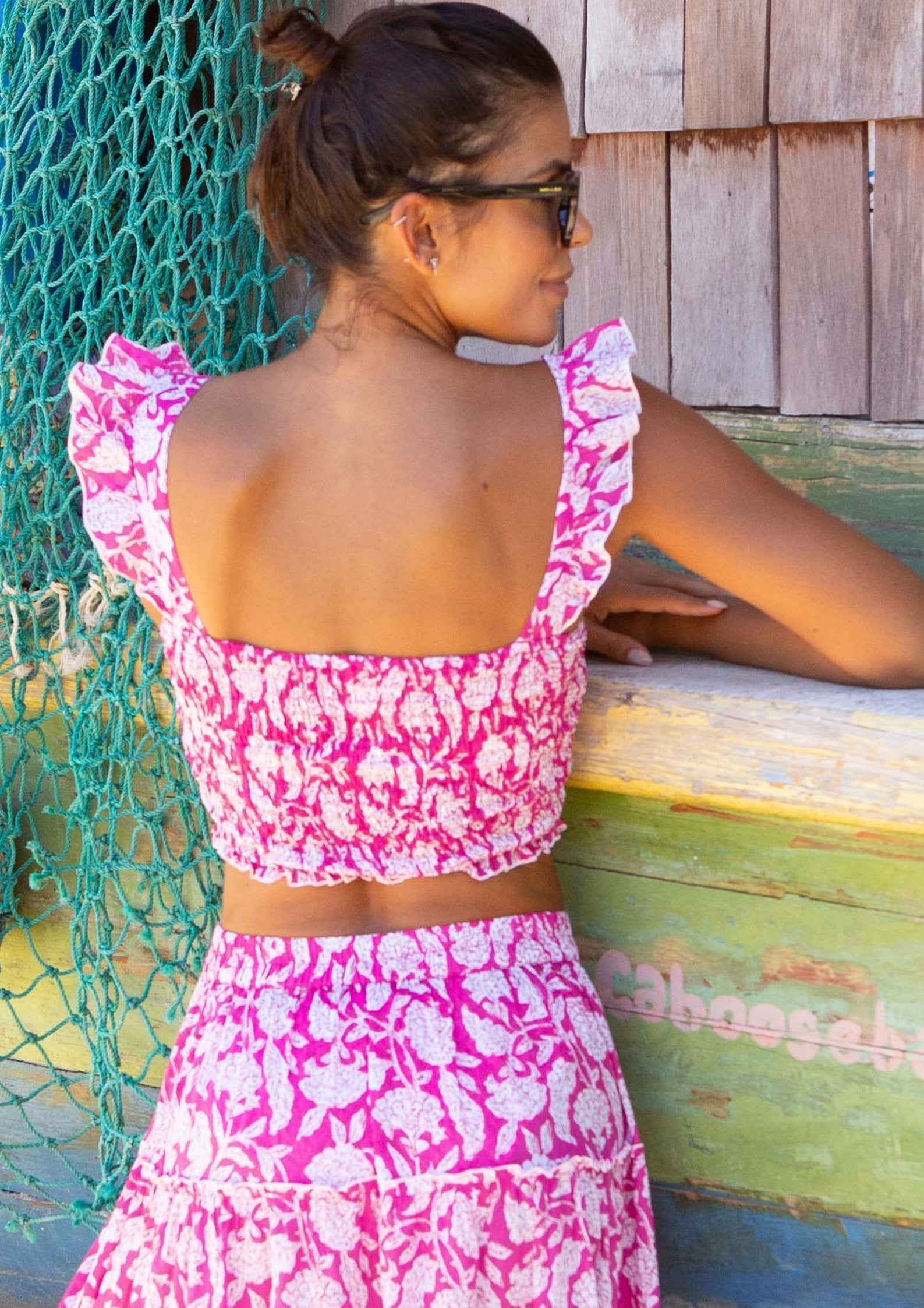 Bryony Organic Cotton Women's Top - Soft & Breathable, Dianthus Pink & White - Perfect for Casual Wear, Summer Outfits & Boho Style