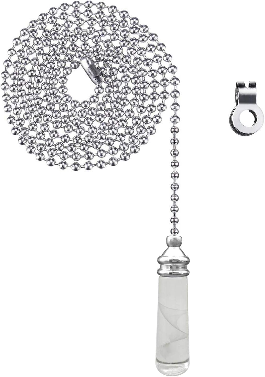 NewZC 100cm Light Pull Chain Extension with Ball Chain - Chrome Crystal Cylinder Handle for Bathroom Toilet Lights, Ceiling Fan Switches & Window Blinds | Durable Cord Pull Weight for Home Lighting Fixtures