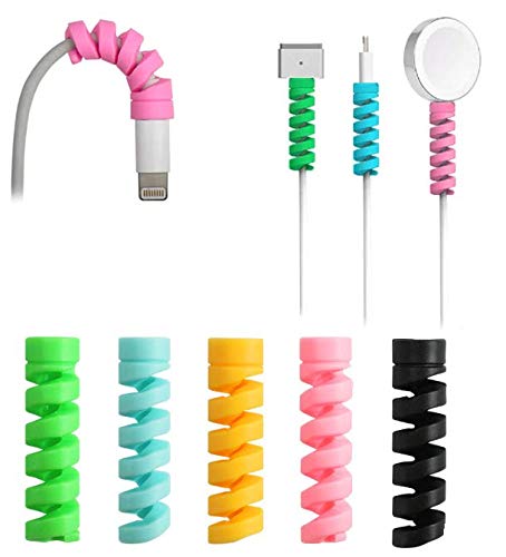 20-Pack Spiral Cable Protectors - Durable Charger Cord Organizer & Wire Management Sleeves for iPhone, Android, Laptop, Computer & All Devices - Perfect for Home, Office & Travel Organization