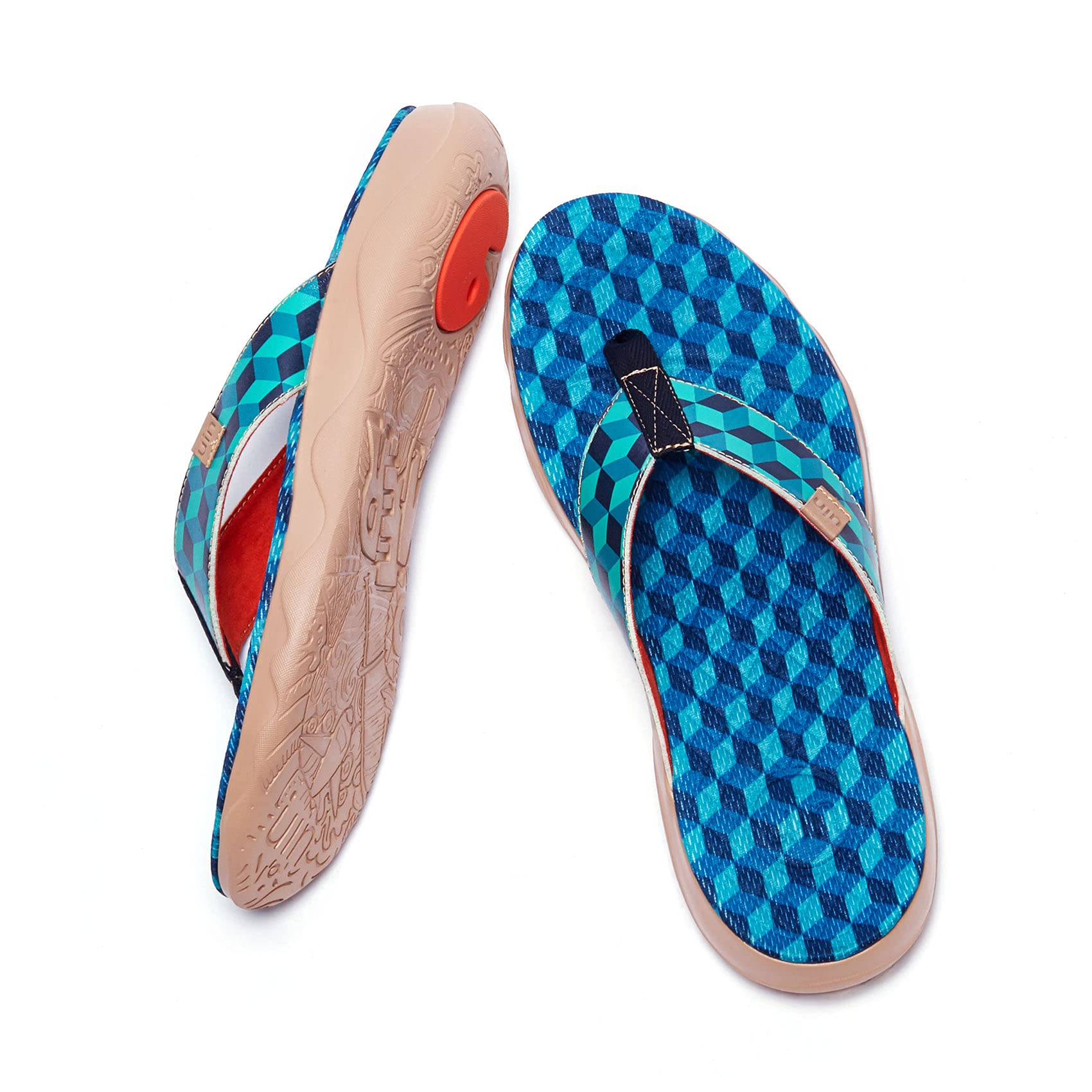 UIN Men's Flip Flops - Comfortable Thong Sandals for Beach, Summer & Travel - Hand-Painted Art Design - Lightweight Casual Slippers - Perfect for Pool, Vacation and Outdoor Activities