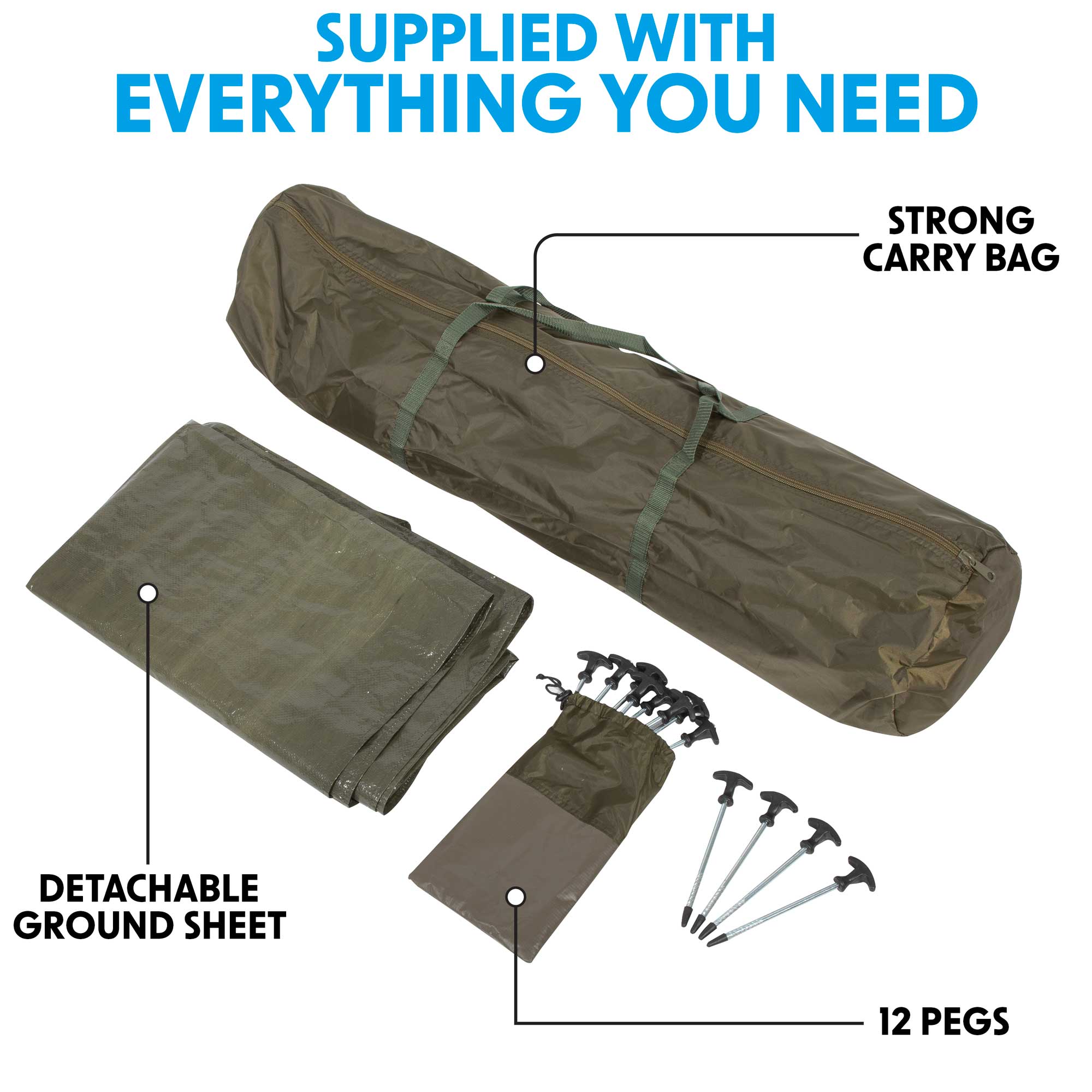 2 Man Fishing Tent - Lightweight Waterproof Bivvy with 2 Bedchairs for Carp Fishing | Portable Shelter for Camping & Outdoor Adventures