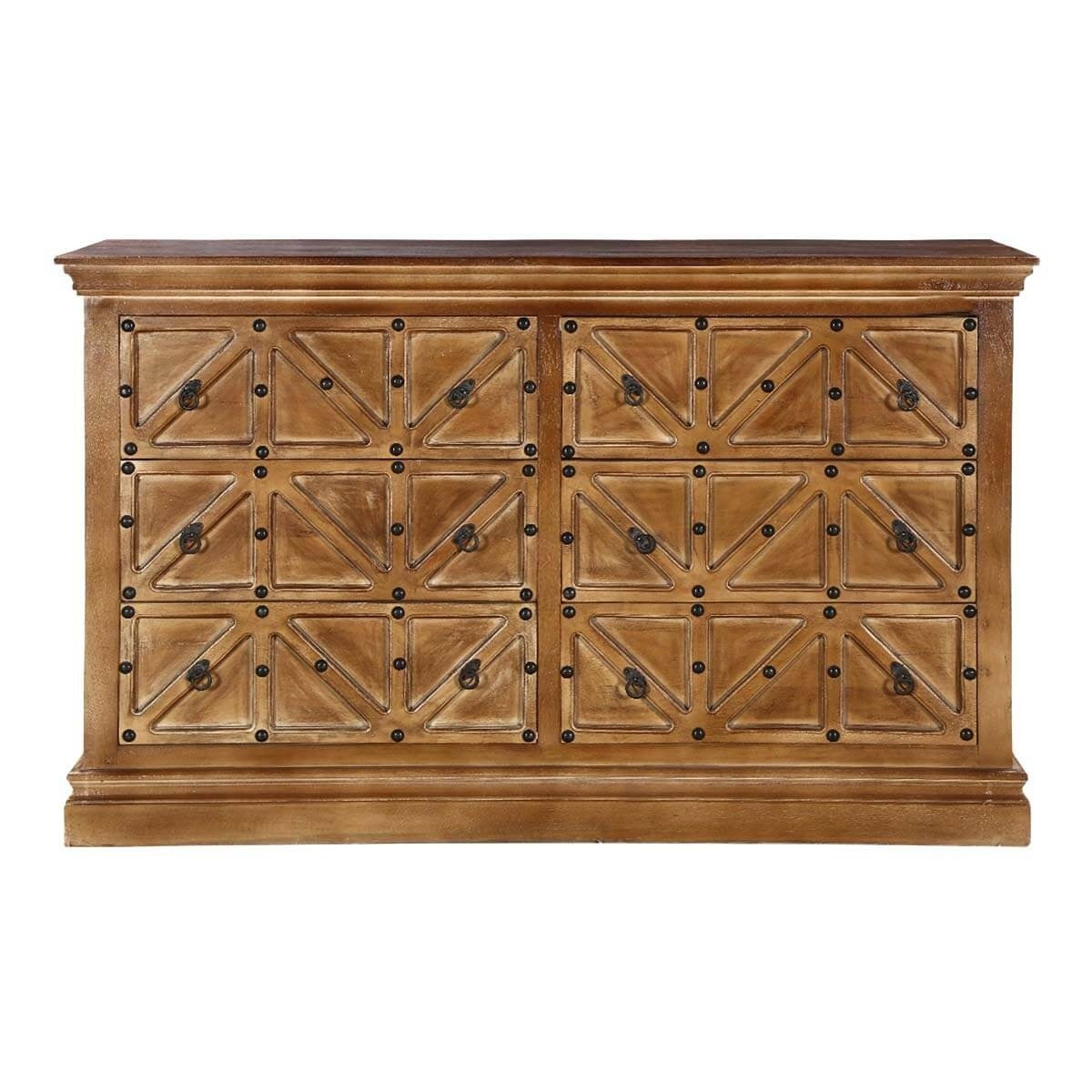 Cromer Farmhouse Rustic Solid Wood 6-Drawer Double Dresser - Vintage Bedroom Storage Furniture for Master Bedroom & Guest Room Organization