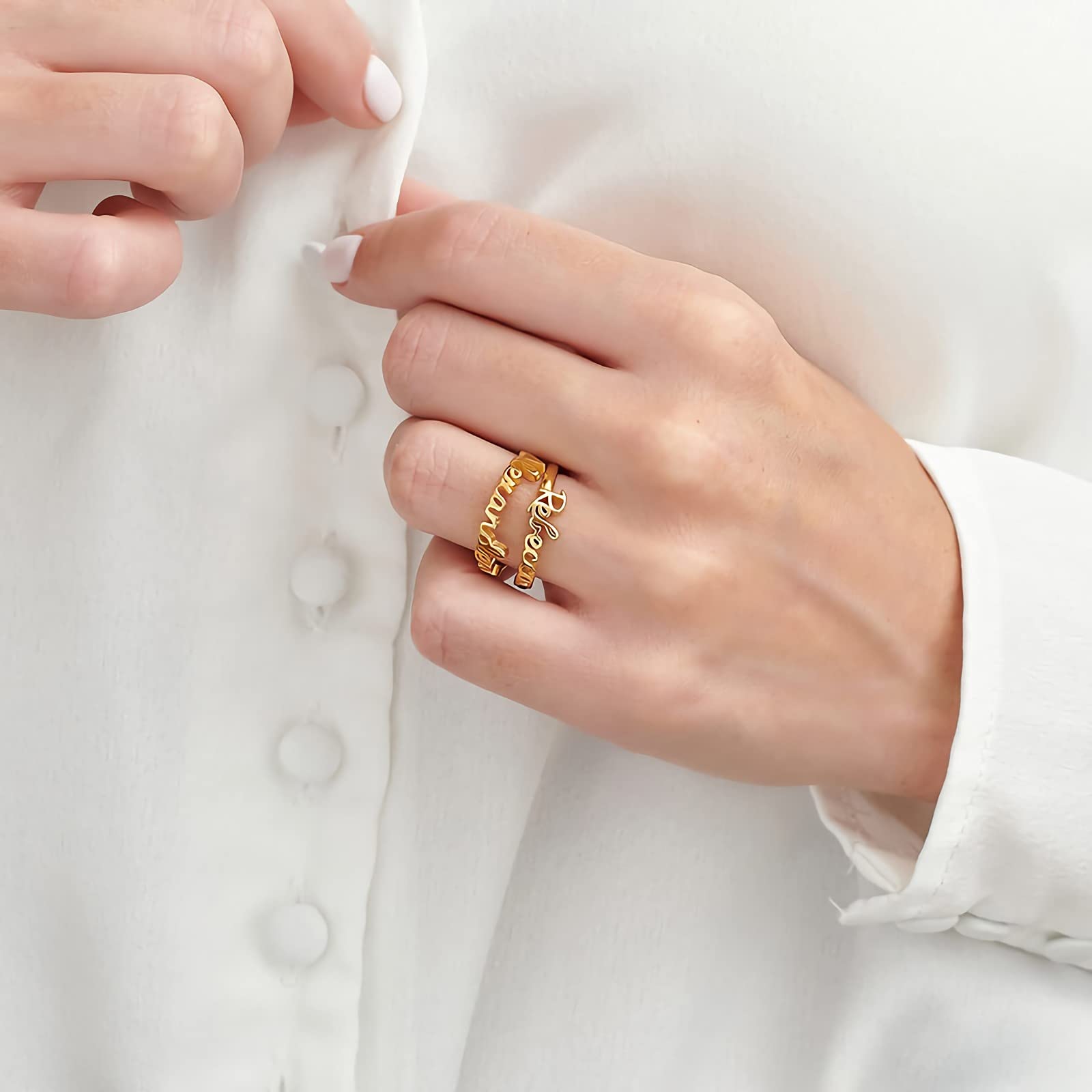 Custom Name Ring Personalized 10K 14K 18K Gold Birthstone Jewelry - Engraved Gift for Women, Mom, Wife | Perfect for Mother's Day, Anniversary, Birthday & Special Occasions