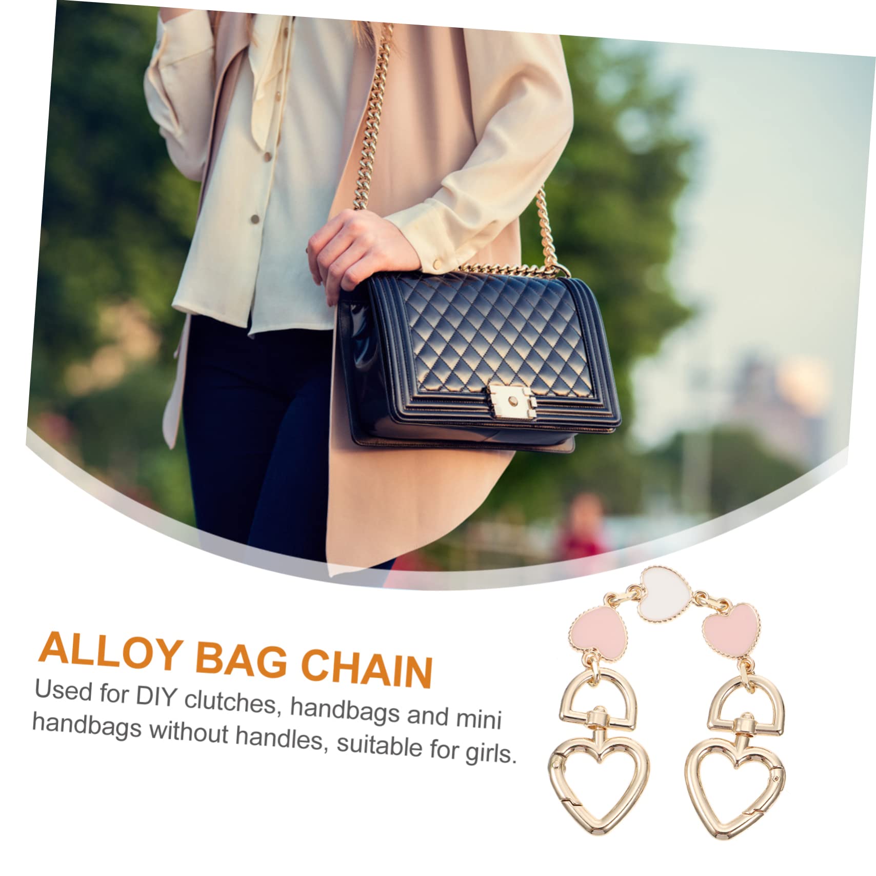 IWOWHERO Alloy Heart-Shaped Bag Chain Strap Replacement - Stylish & Durable Handle for Tote Bags, Clutches, Crossbody Bags - Perfect for Everyday Use, Parties & Fashion Accessories