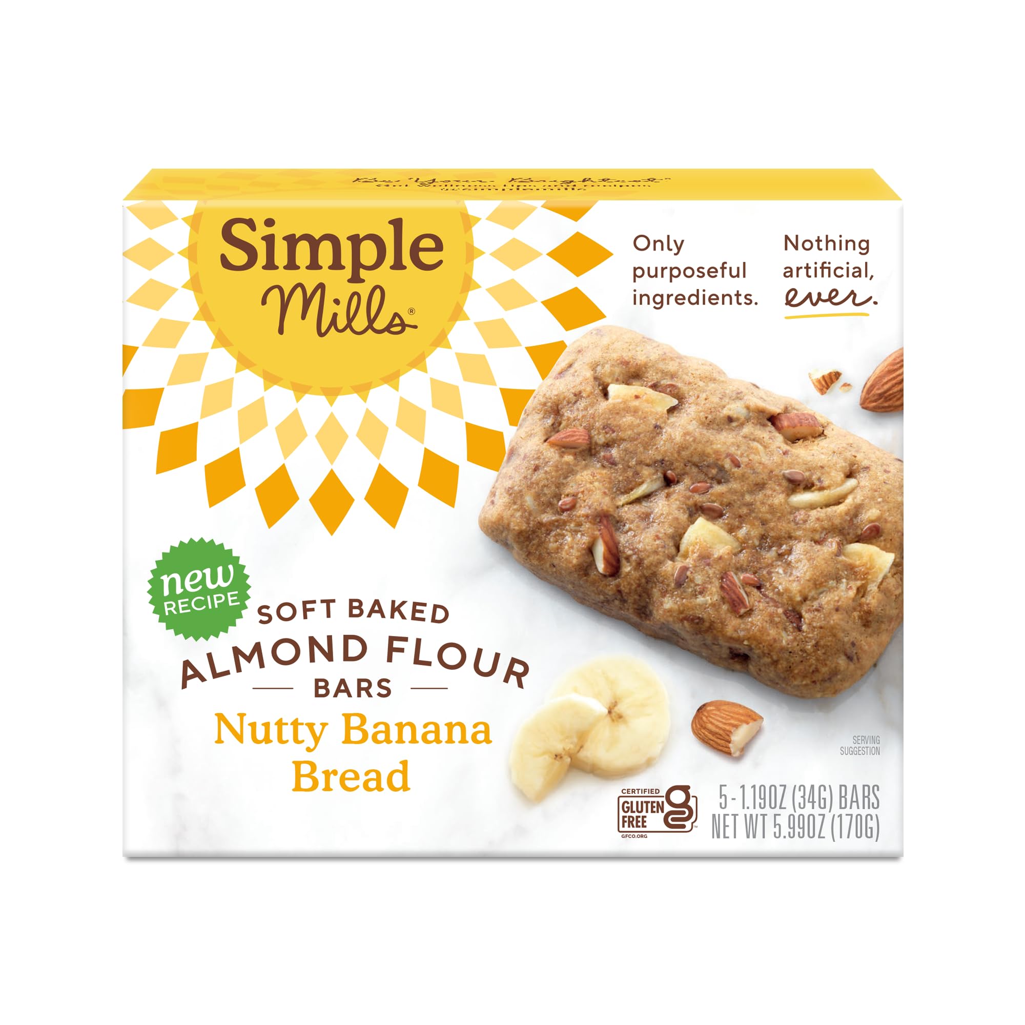 Soft Baked Nutty Banana Bread Almond Protein Bars - 6 Pack (5.99 oz Each) | Healthy Snacks for Workouts, Hiking & On-the-Go Energy Boost