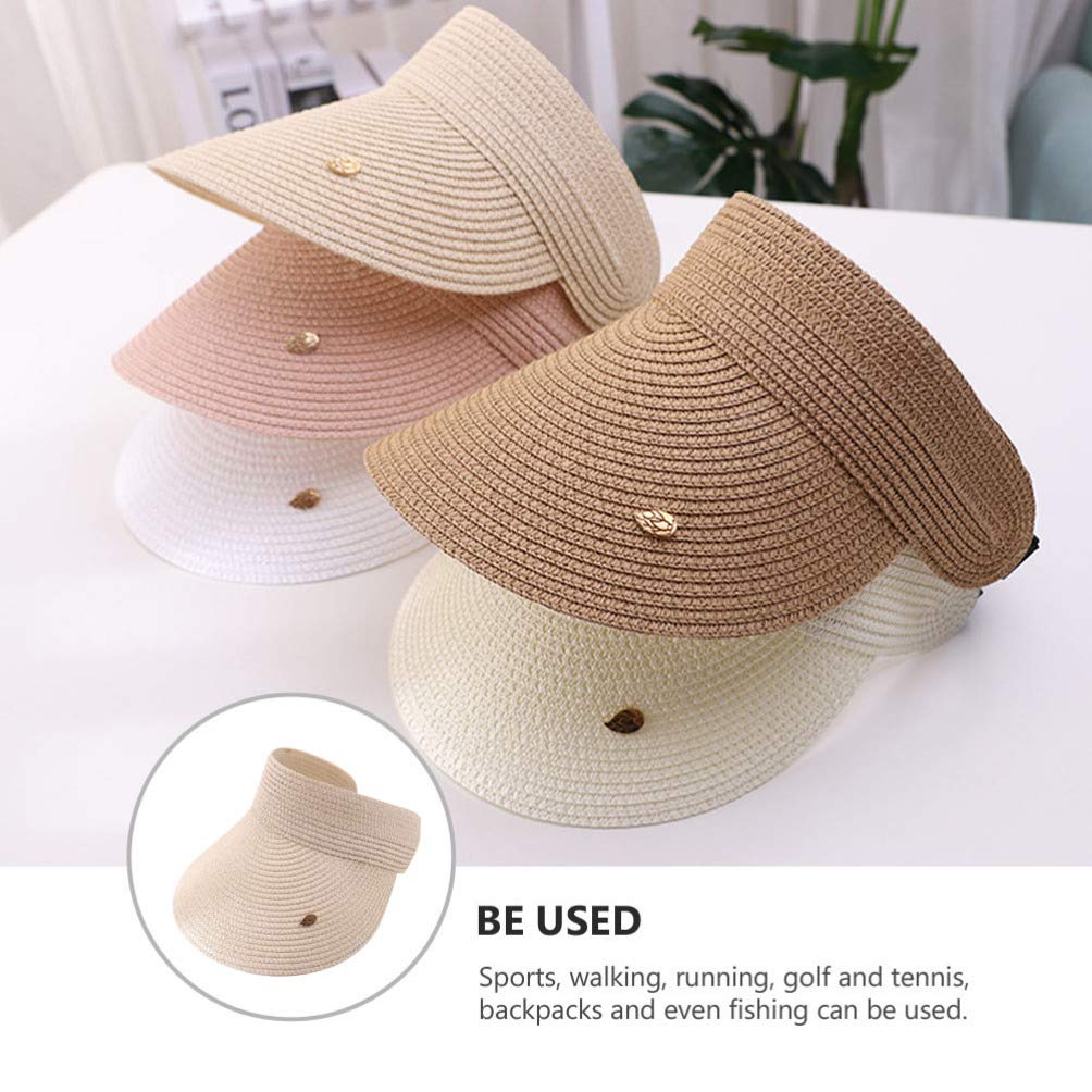 IMIKEYA Foldable Straw Sun Hat for Women - Wide Brim Beach Visor Cap, Summer Travel Bonnet with UPF Protection, Adjustable Chin Strap - Perfect for Golf, Beach, Outdoor Activities & Vacation Accessories