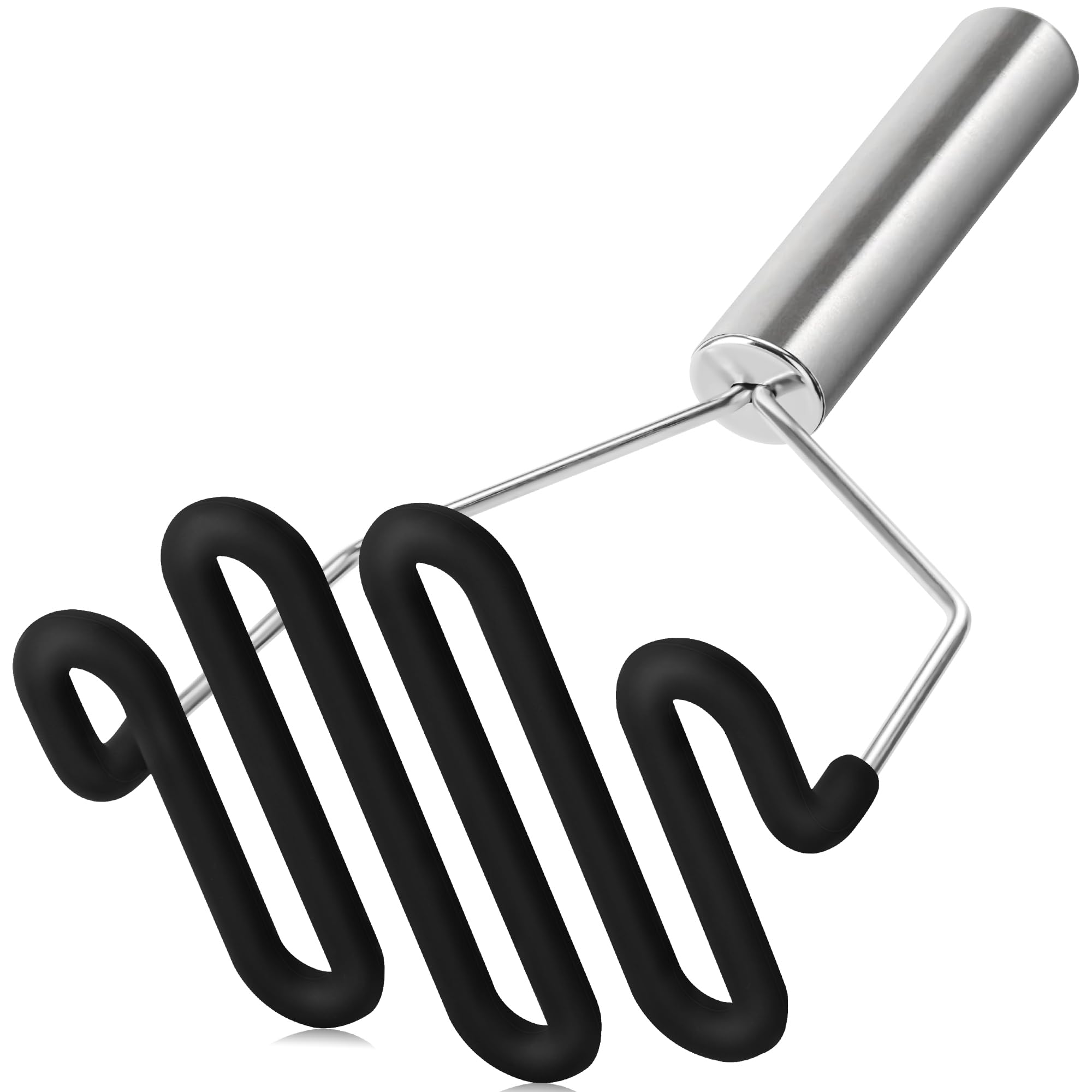 Premium Non-Scratch Silicone Potato Masher with Stainless Steel Core - Safe for Non-Stick Cookware - Perfect for Mashing Potatoes, Vegetables & Baby Food - Ideal for Home Kitchens & Professional Use