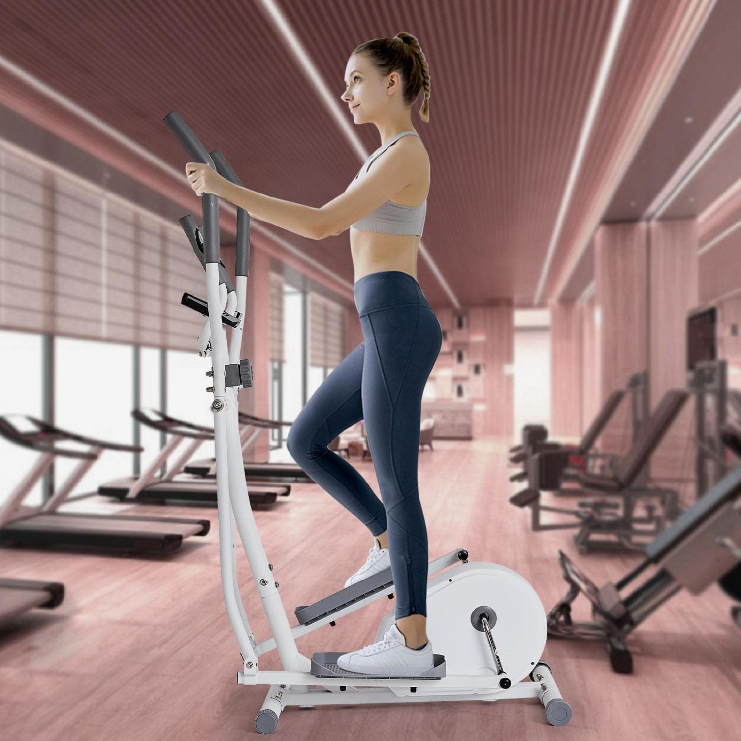 Best Home Elliptical Machine - Foldable Electric Gym Equipment with Glider Discs for Cardio & Running Workouts - Perfect for Home Fitness & Small Spaces