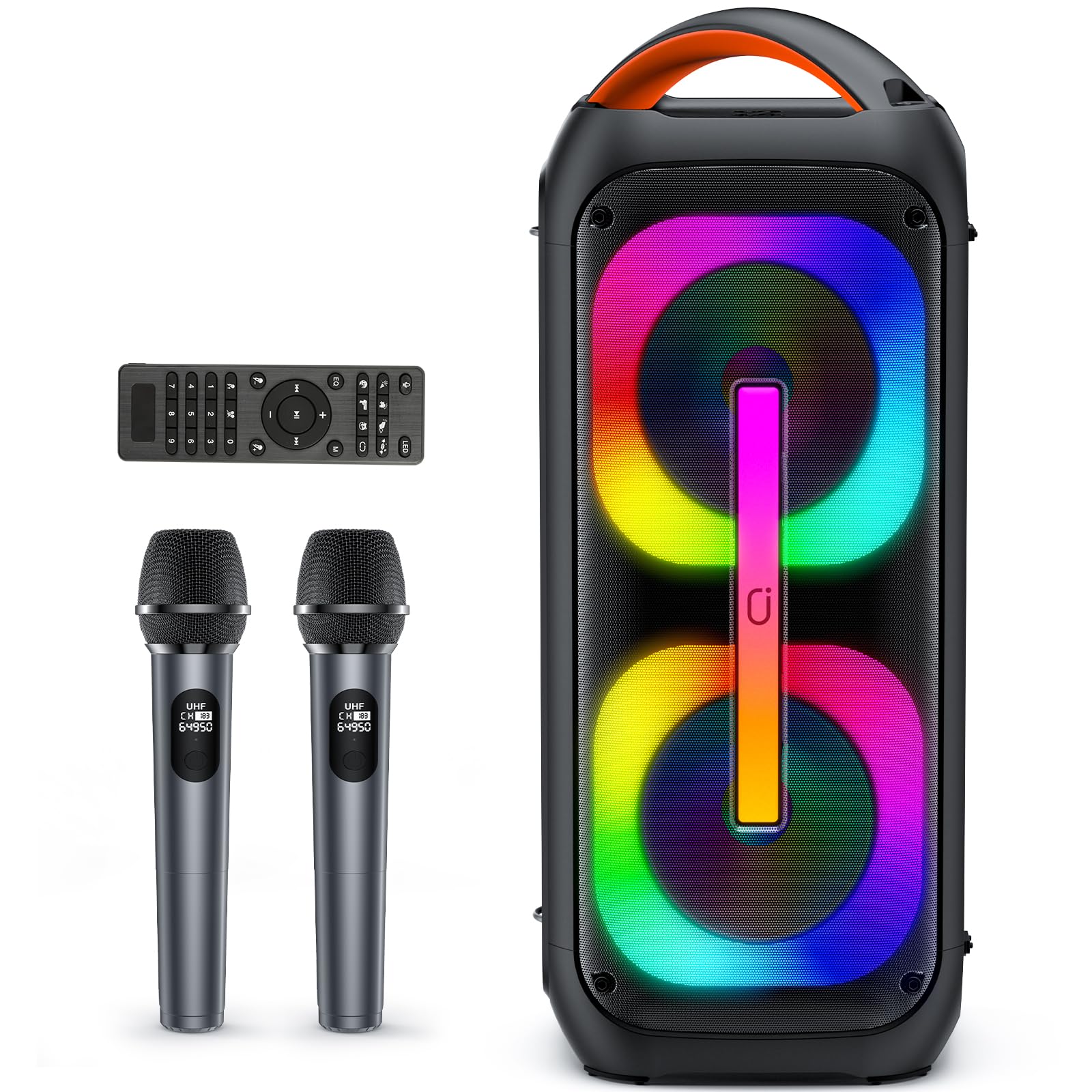 JYX Karaoke Machine with 2 Wireless Microphones - Portable Bluetooth Party Speaker with TWS Stereo, Deep Bass & Dual 60W Subwoofers (400W Peak) - Perfect for Home Karaoke, Outdoor Parties & Live Performances