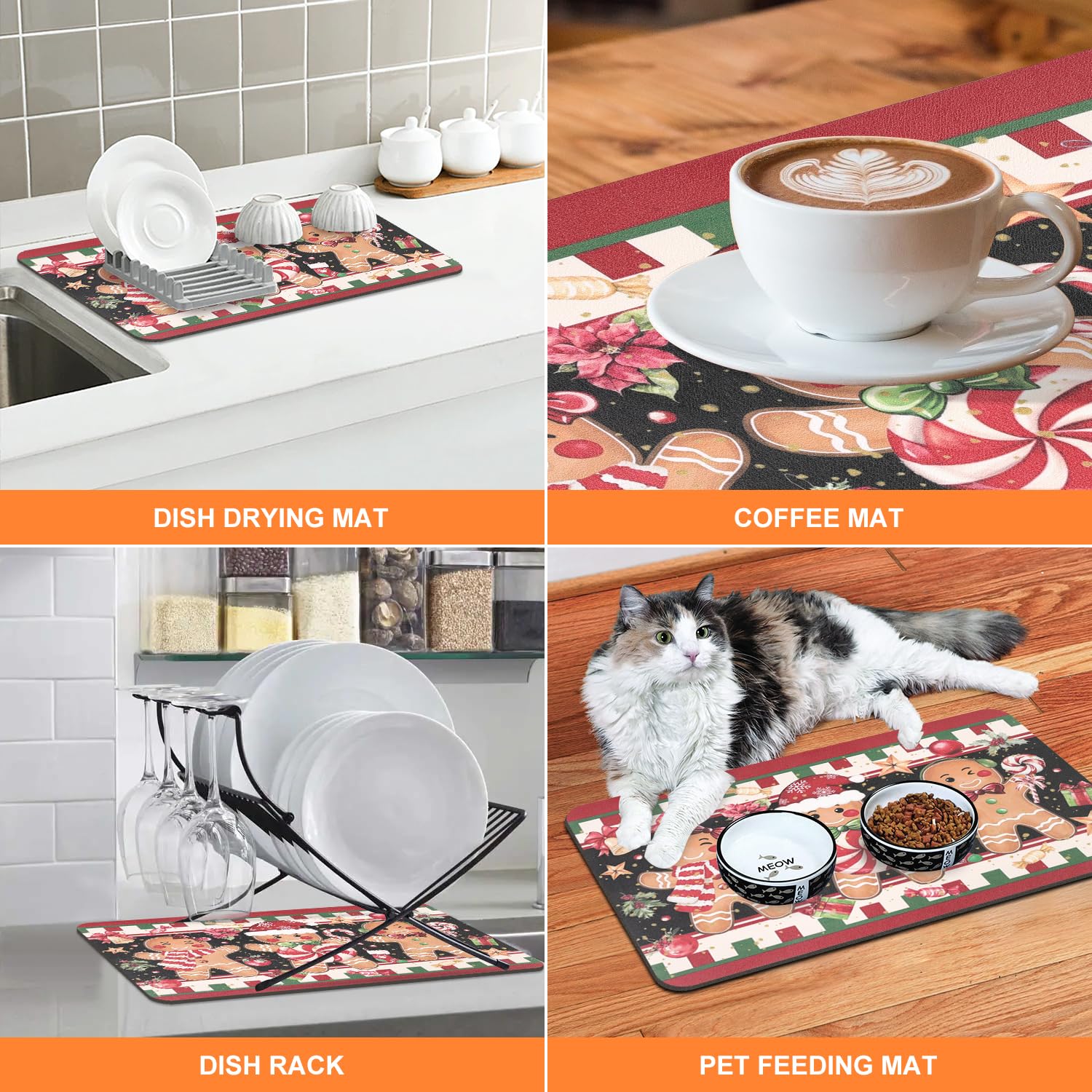 LOKHOM Christmas Dish Drying Mat - 12