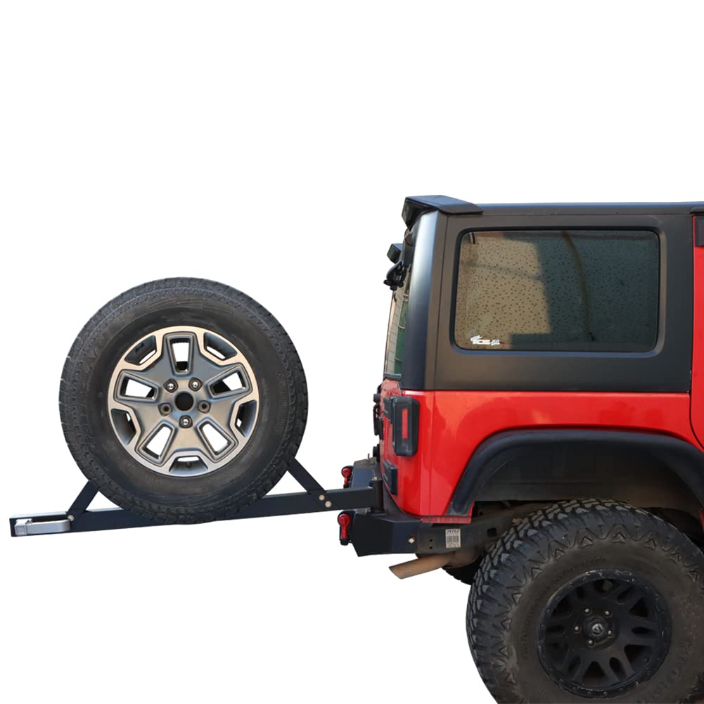 Black Textured Rear Bumper with Spare Tire Rack, 2x 24W LED Lights & 2x 4.75T D-Rings for 2007-2017 Jeep Wrangler JK/JKU - Off-Road Protection & Adventure Ready