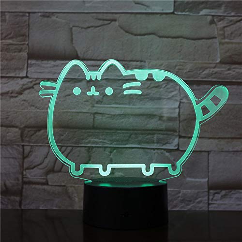 3D Cat Night Light LED Touch Switch Table Lamp - 7 Color Changing Optical Illusion Desk Decor for Kids Room, Christmas Gift, Birthday Present, Home Decoration | Perfect for Bedside, Nursery, Study Desk & Gift Giving