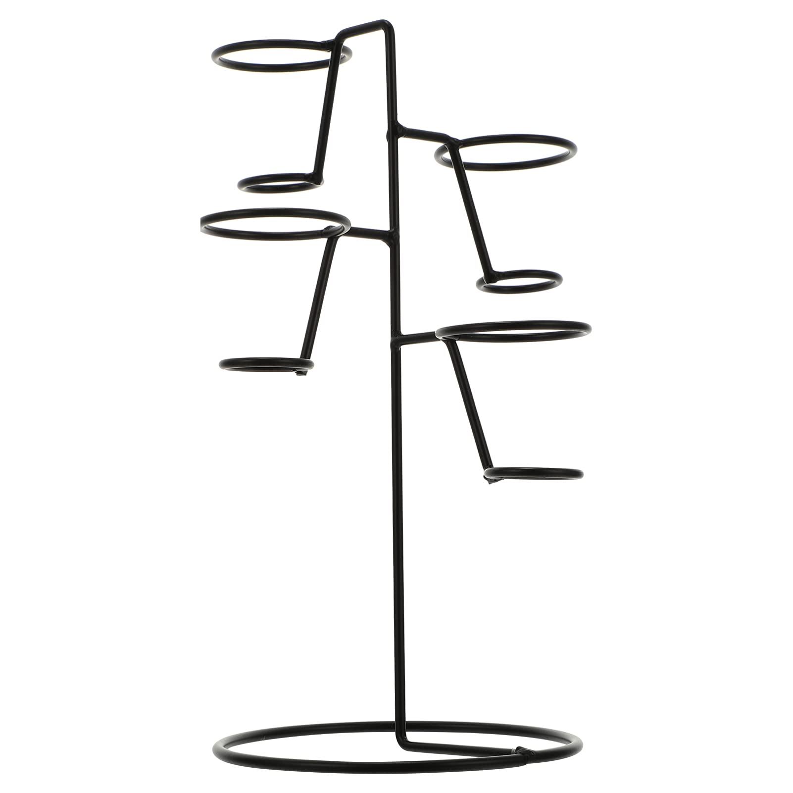 Sturdy Iron 4-Hole Ice Cream Cone Holder Stand with Base - Multi-Purpose Display for Snow Cones, Sushi Hand Rolls, Cupcakes, Popcorn & French Fries - Perfect for Parties, Food Trucks and Dessert Shops (Black)