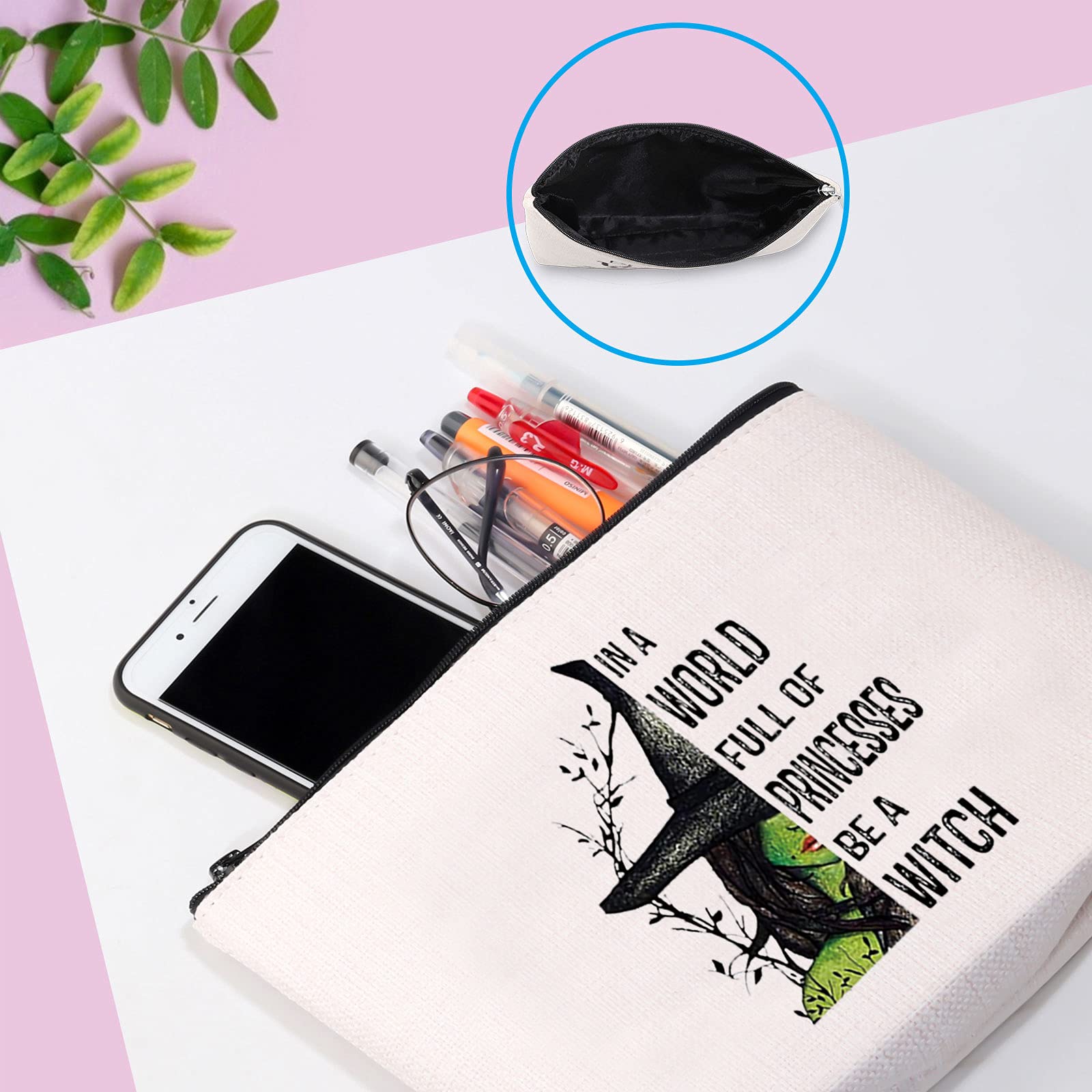 Be A Witch Makeup Bag - Novelty Cosmetic Pouch with Unique Zipper Closure - Perfect Gift for Halloween, Cosplay & Princess Lovers - Travel & Daily Use Organizer