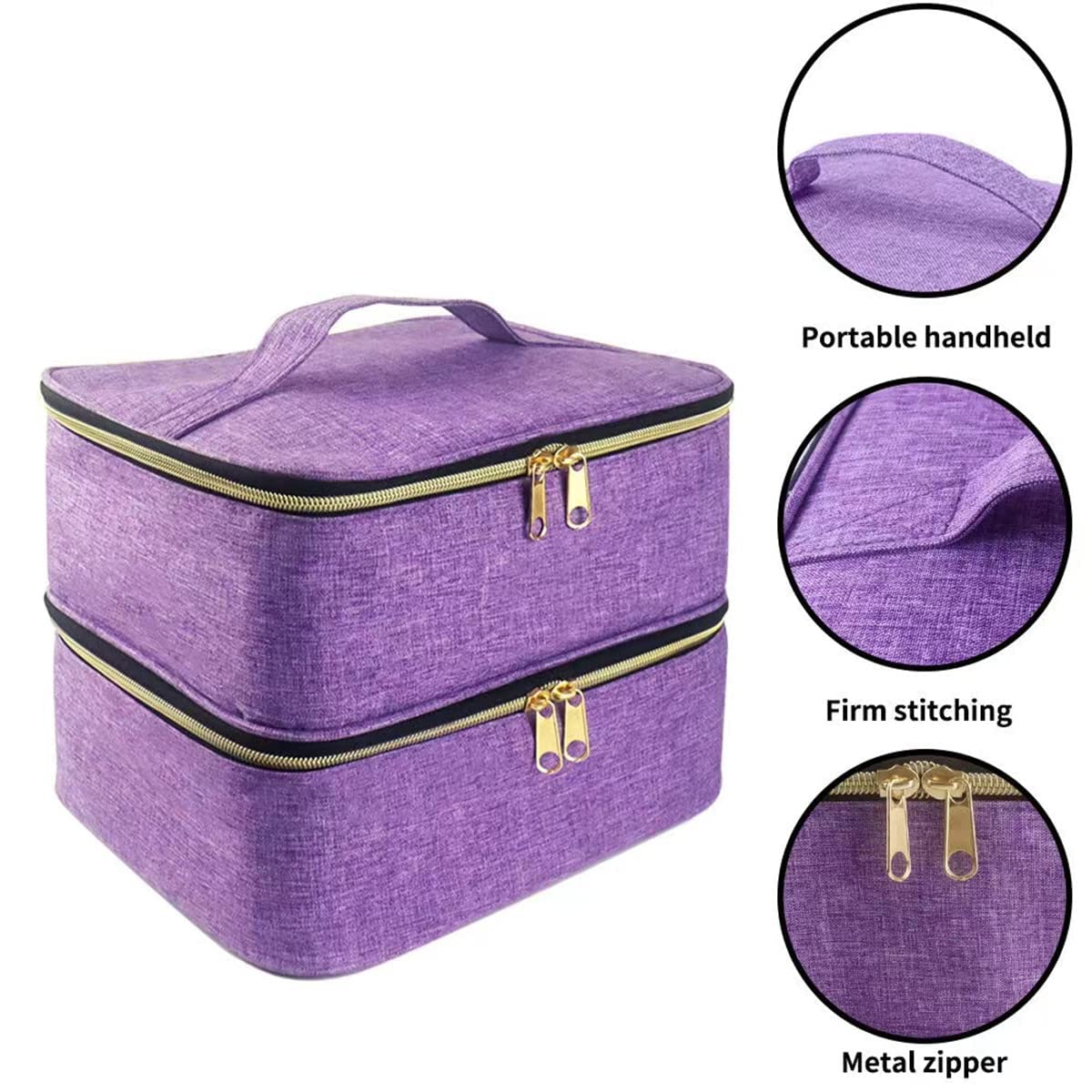 WOOLUCK® 30 Bottle Nail Polish Organizer with UV Nail Dryer Lamp - Double Layer Storage Bag for Nail Art Supplies | Perfect for Salon Professionals & Home Manicure Stations