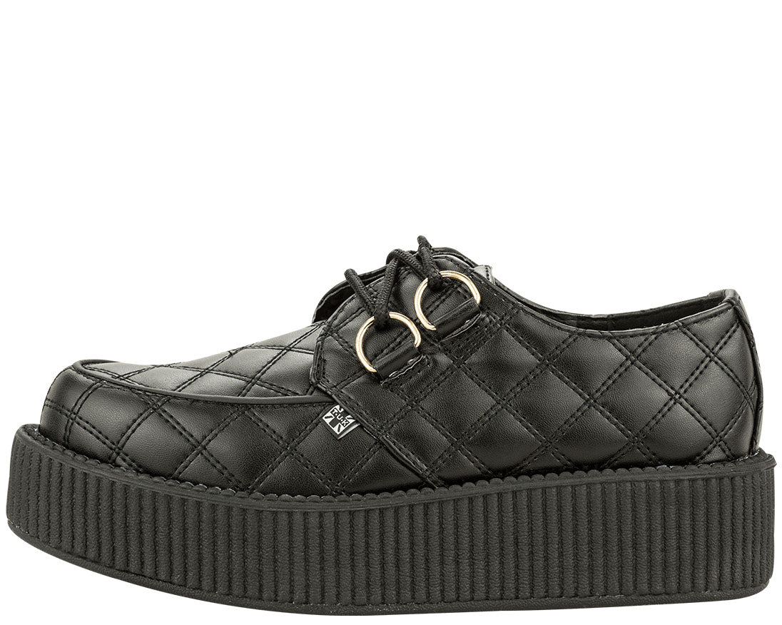 T.U.K Black Quilted Mondo Creeper Shoes - Punk Rock Platform Boots for Women & Men | Perfect for Concerts, Gothic Fashion & Alternative Style