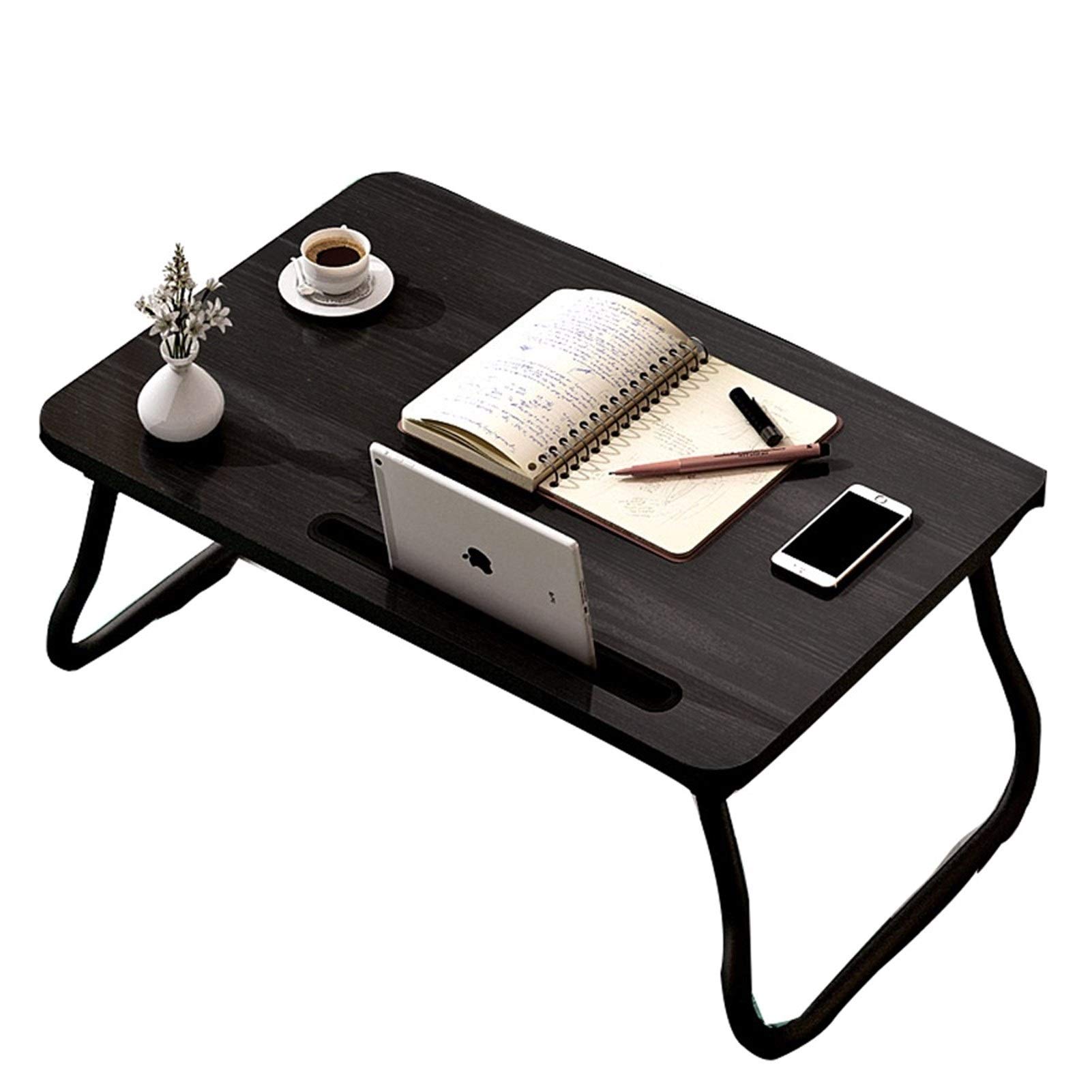 Foldable Overbed Table with Wheels - Portable Bamboo Laptop Stand, Breakfast Tray & Adjustable Bed Desk for Sofa, Gaming, Work & Dining | Flower Design with Storage Drawer | Perfect for Home Office, Dorm Room & Hospital Use